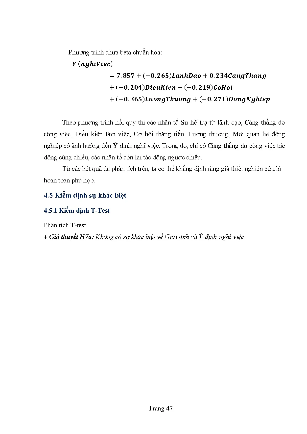 Đồ án tốt nghiệp - Các yếu tố ảnh hưởng đến ý định nghỉ việc của người lao động tại TP.HCM - Trang 57