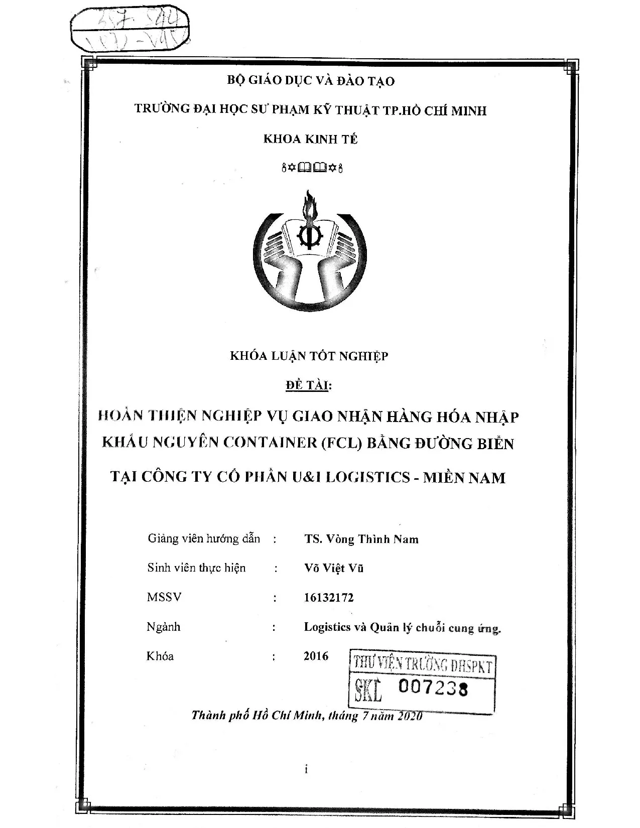 Đồ án tốt nghiệp - Hoàn thiện nghiệp vụ giao nhận hàng hóa nhập khẩu nguyên C ( BĐBTCTCPUL - MN