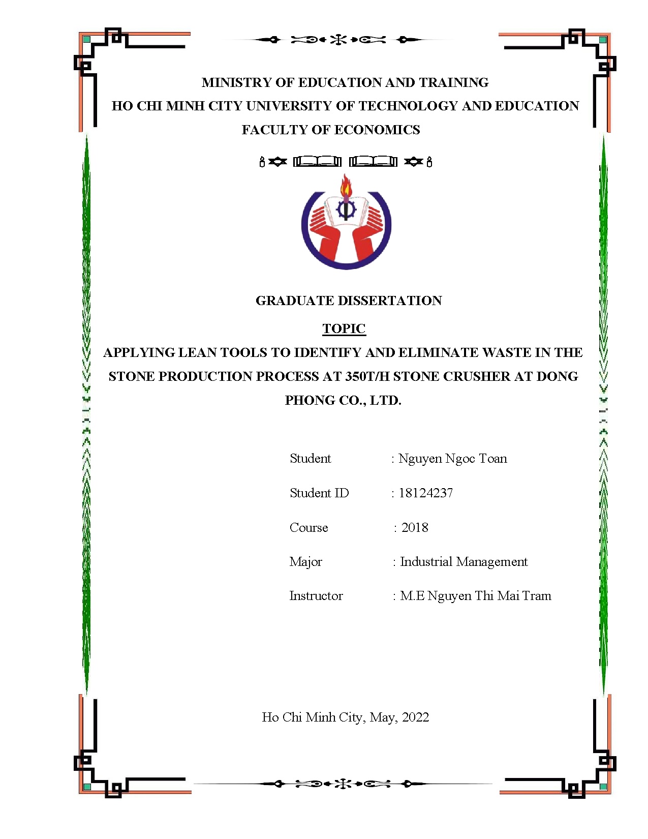 Đồ án tốt nghiệp - Applying lean tools to identify and eliminate waste in the stone PPA 3 SCADPCL