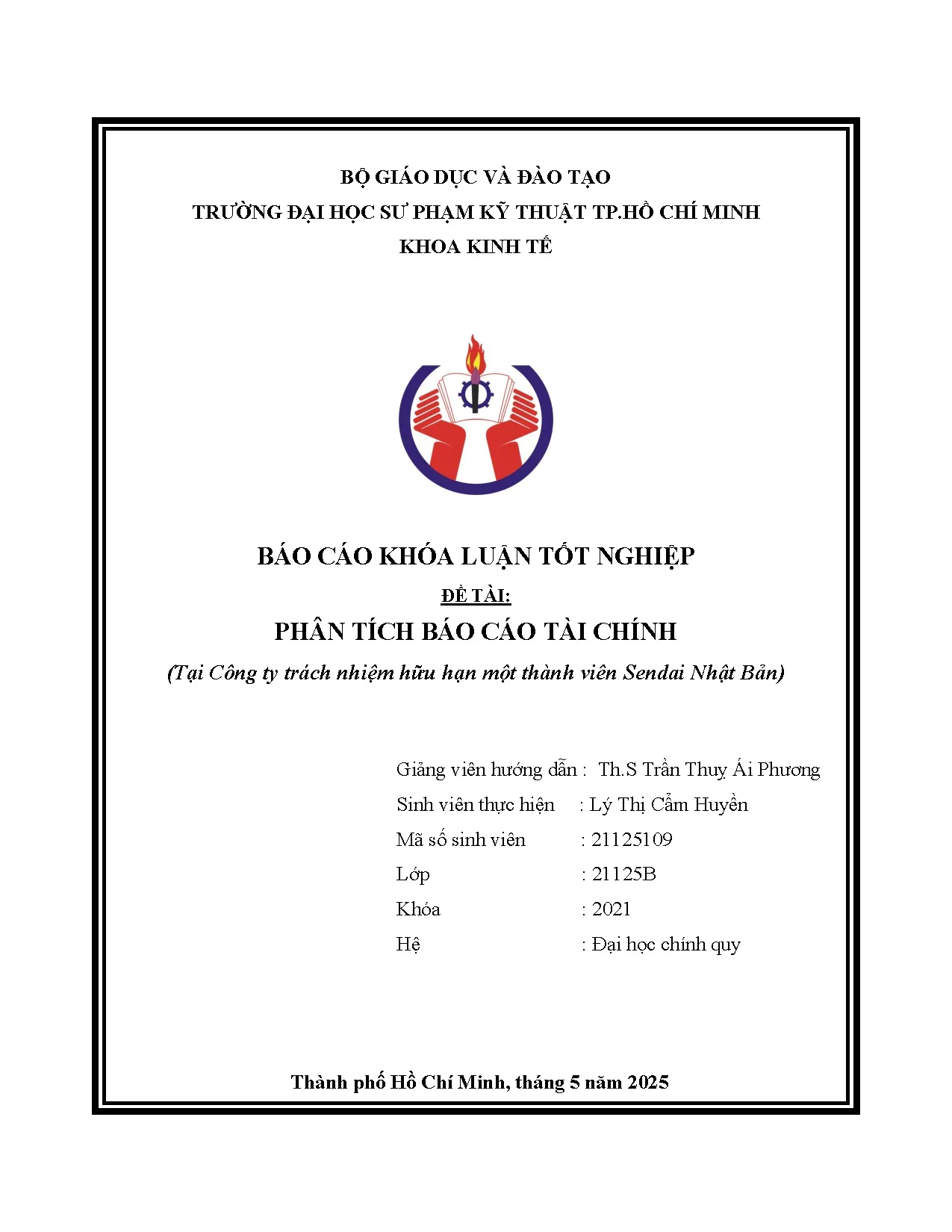 Đồ án tốt nghiệp - Phân tích báo cáo tài chính tại Công ty TNHH MTV Sendai Nhật Bản