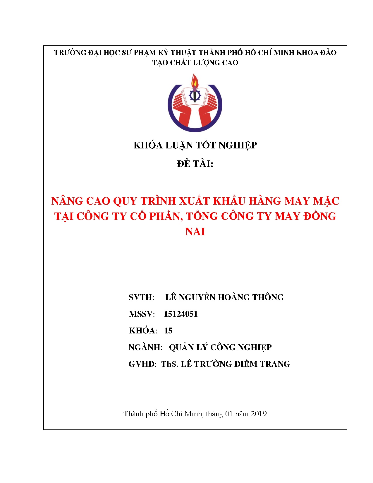 Đồ án tốt nghiệp - Nâng cao quy trình xuất khẩu hàng may mặc tại công ty cổ phần, tổng Công ty MĐN