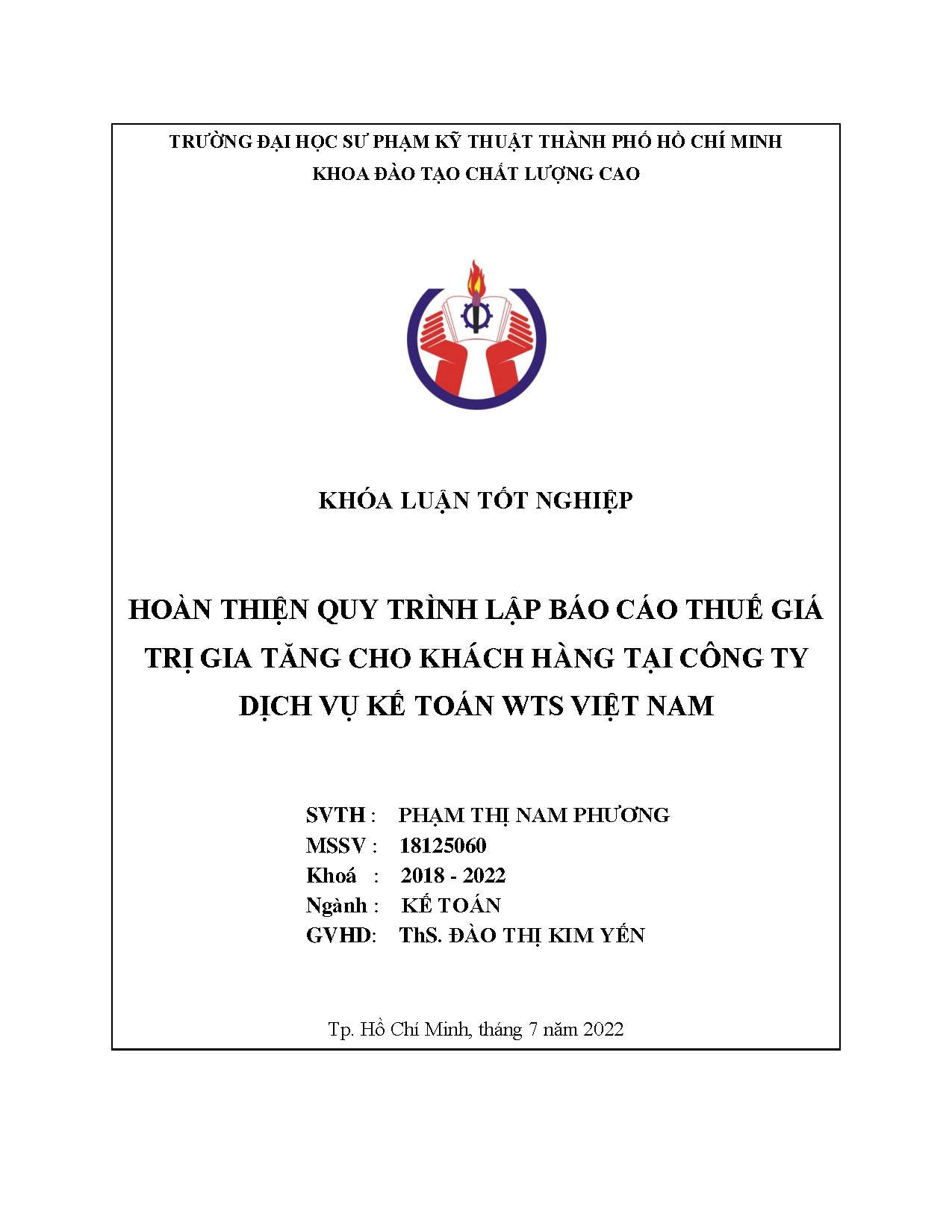 Đồ án tốt nghiệp - Hoàn thiện quy trình lập báo cáo thuế giá trị gia tăng cho khách hàng TCTDVKTWVN