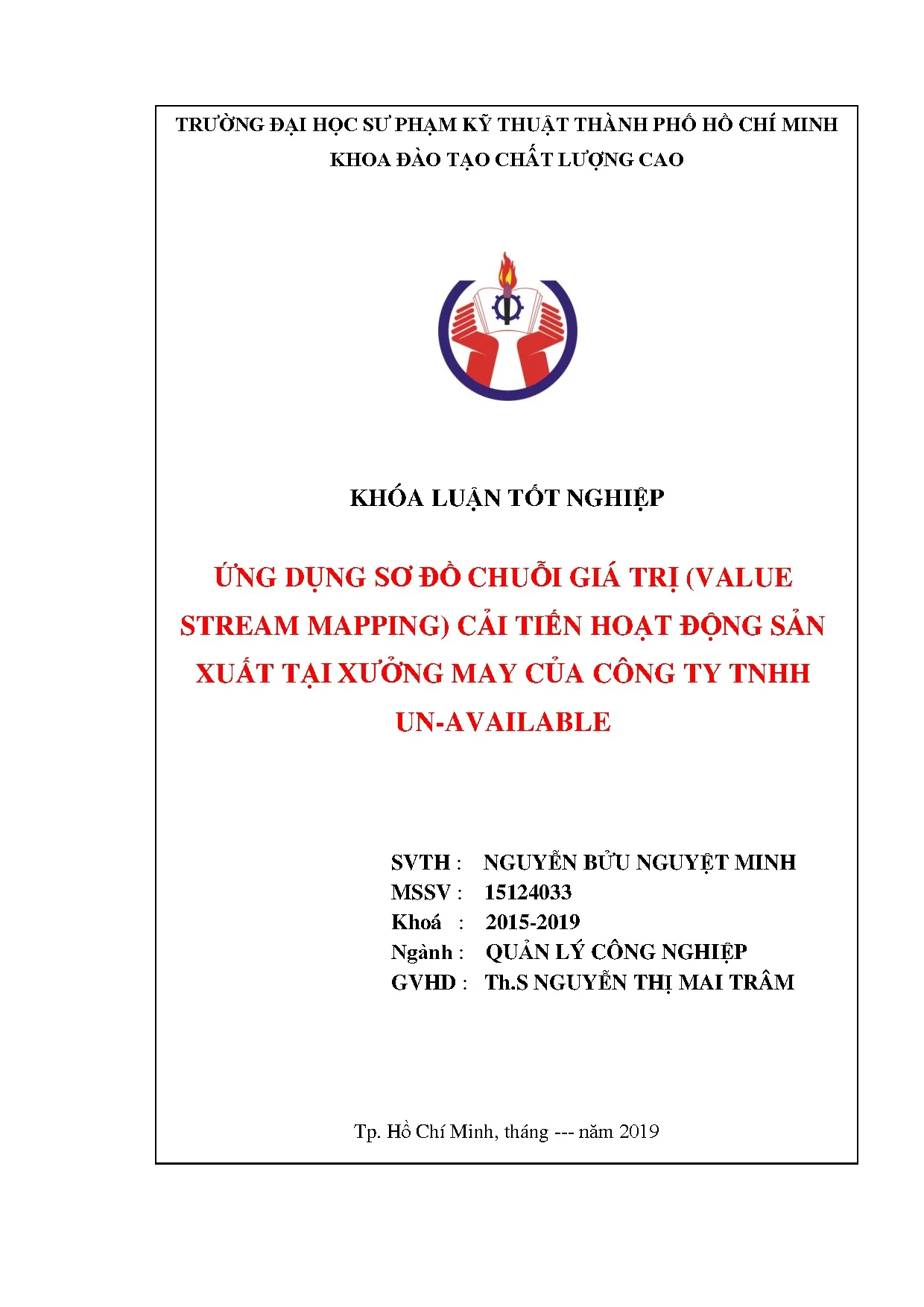 Đồ án tốt nghiệp - Ứng dụng sơ đồ chuỗi giá trị (value stream mapping) cải tiến hoạt ĐSXTXMMCCTTU
