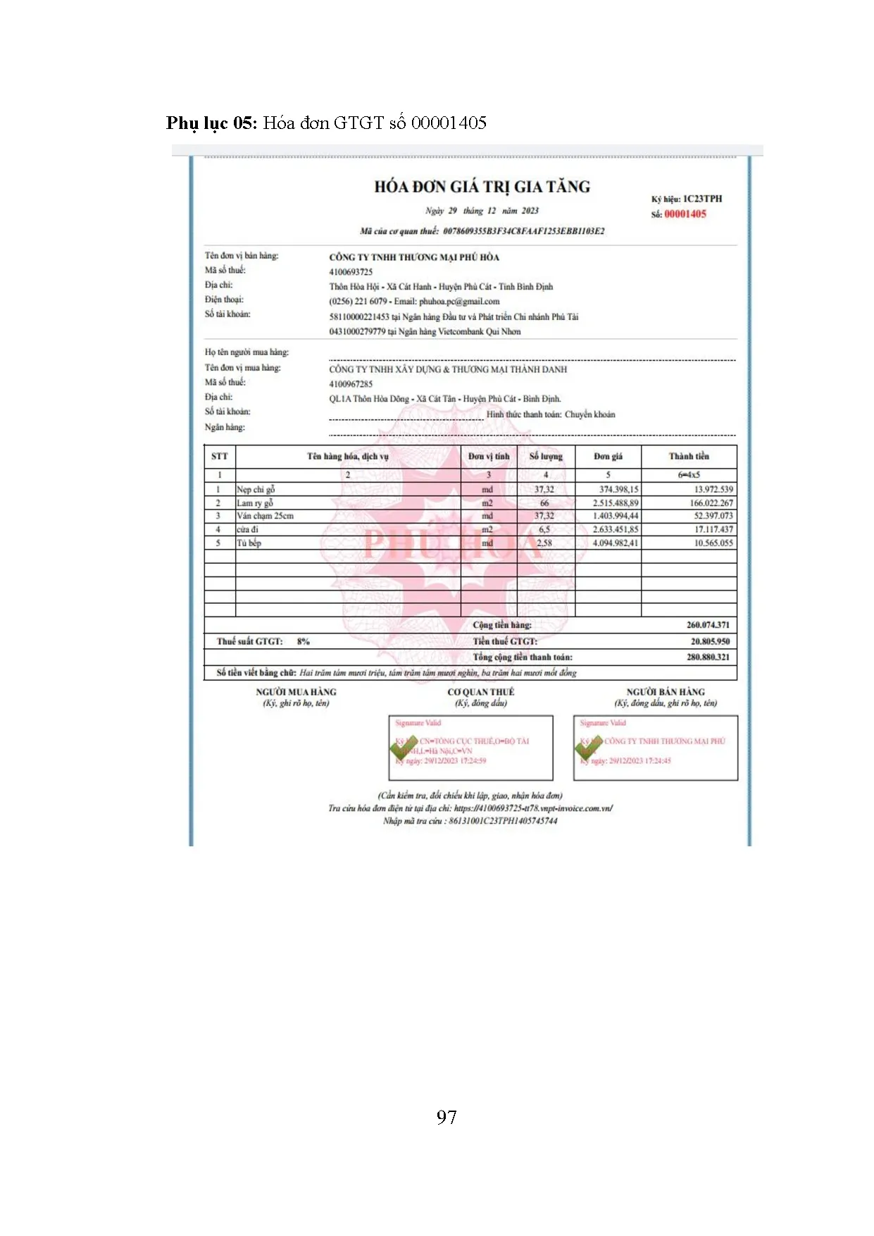 Đồ án tốt nghiệp - Kế toán xác định kết quả hoạt động kinh doanh tại công ty TNHH thương mại Phú Hòa - Trang 109