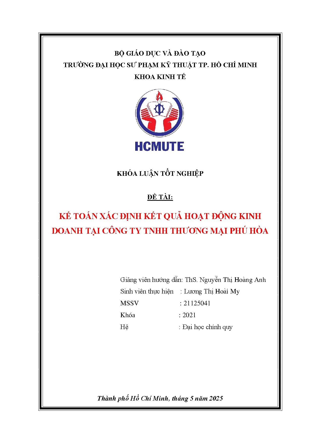 Đồ án tốt nghiệp - Kế toán xác định kết quả hoạt động kinh doanh tại công ty TNHH thương mại Phú Hòa - Trang 2