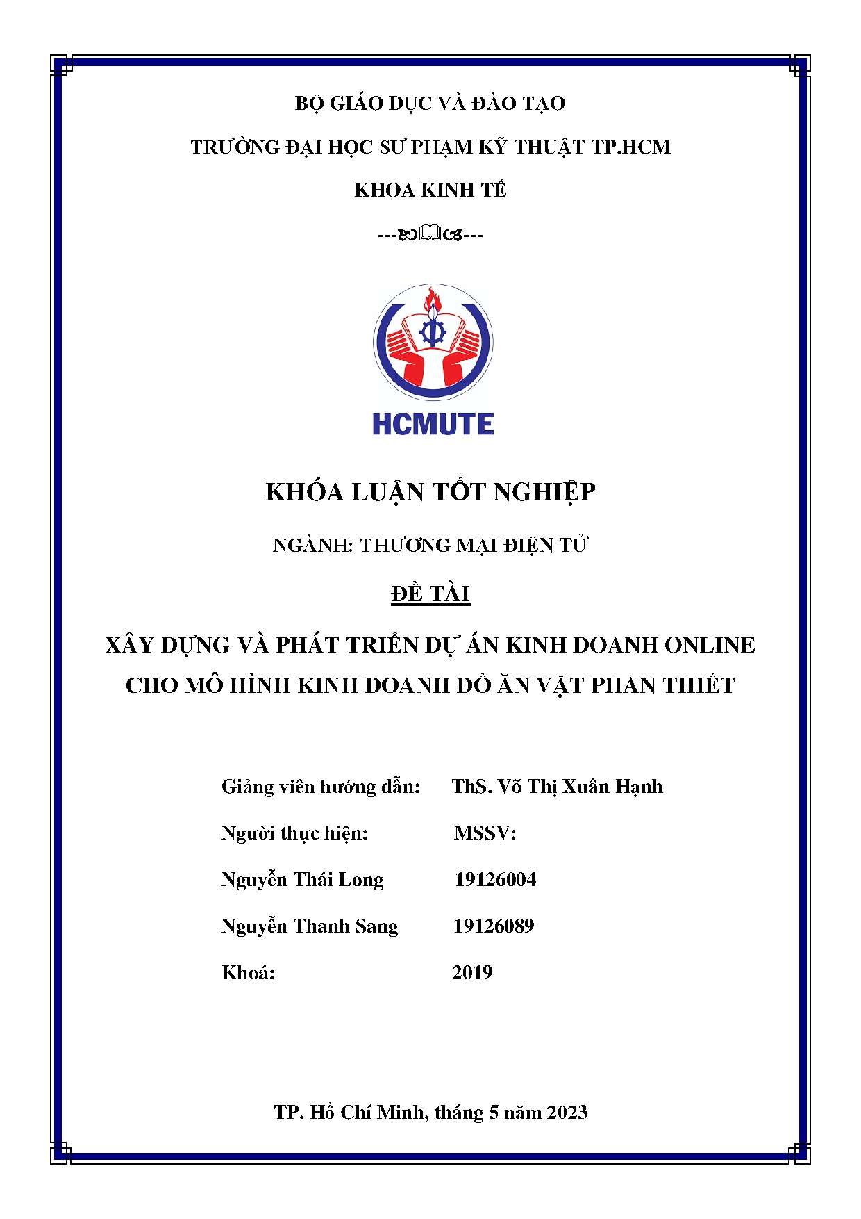 Đồ án tốt nghiệp - Xây dựng và phát triển dự án kinh doanh online cho mô hình kinh doanh đồ ăn VPT