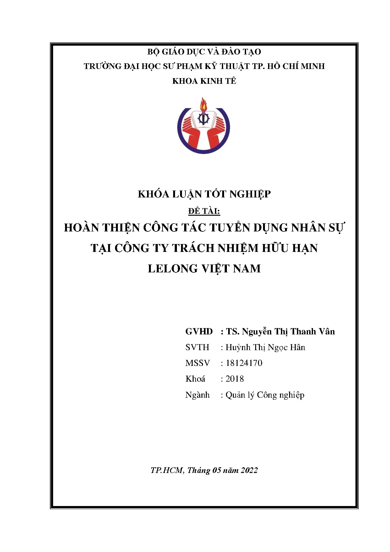 Đồ án tốt nghiệp - Hoàn thiện công tác tuyển dụng nhân sự tại Công ty trách nhiệm hữu hạn Lelong VN