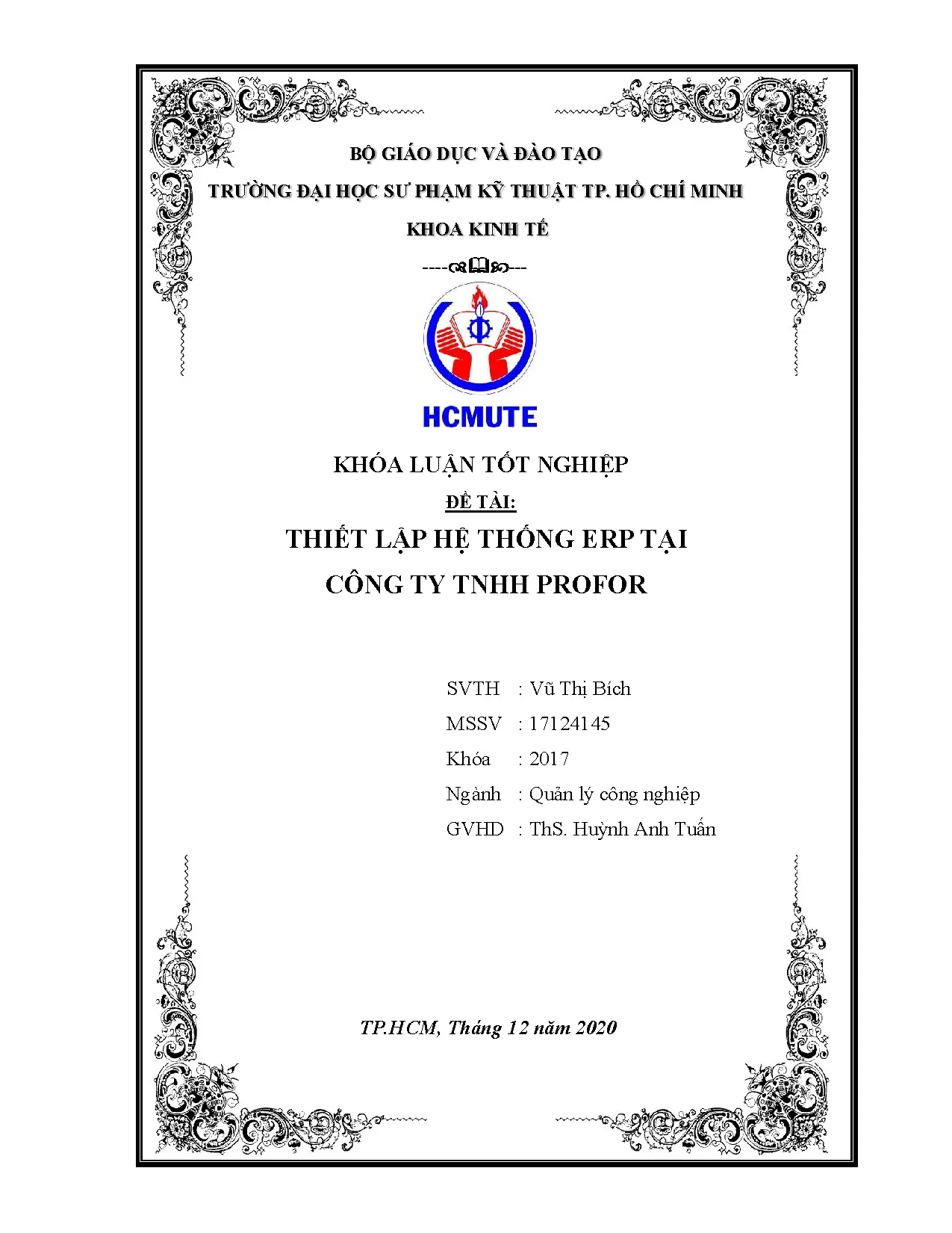 Đồ án tốt nghiệp - Thiết lập hệ thống ERP tại Công ty TNHH Profor