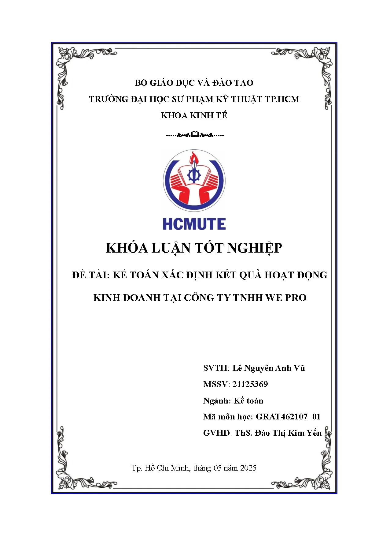 Đồ án tốt nghiệp - Kế toán xác định kết quả hoạt động kinh doanh tại Công ty TNHH We Pro