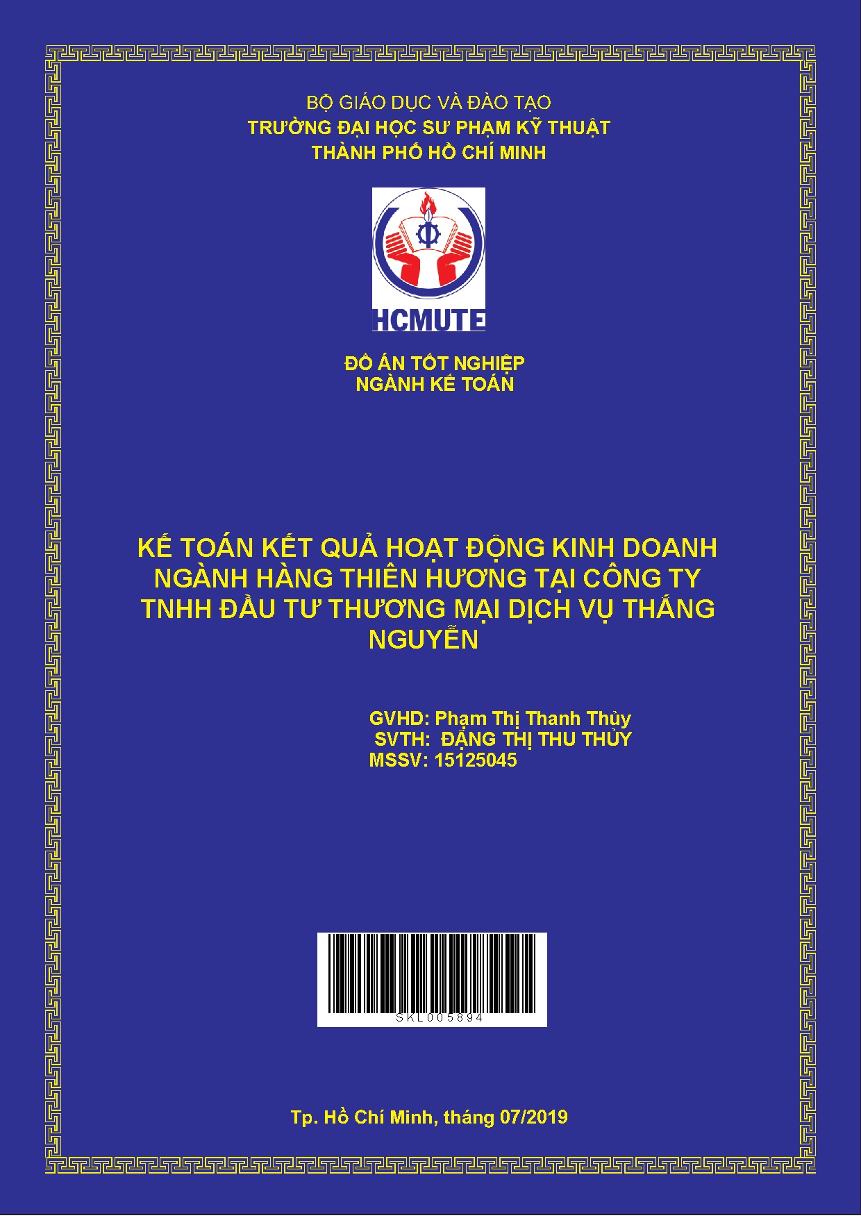 Đồ án tốt nghiệp - Kế toán kết quả hoạt động kinh doanh ngành hàng Thiên Hương tại Công ty TĐTTMDVTN