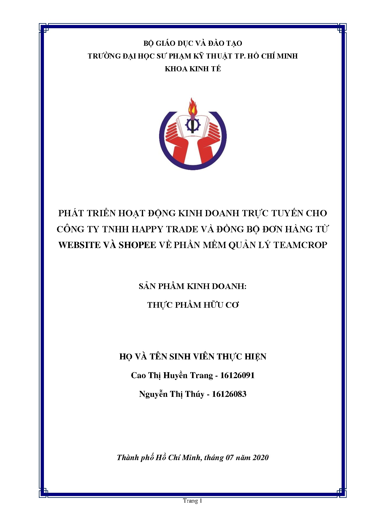 Đồ án tốt nghiệp - Phát triển hoạt động kinh doanh trực tuyến cho Công ty TNHH Happy TVĐBĐHTWVS .