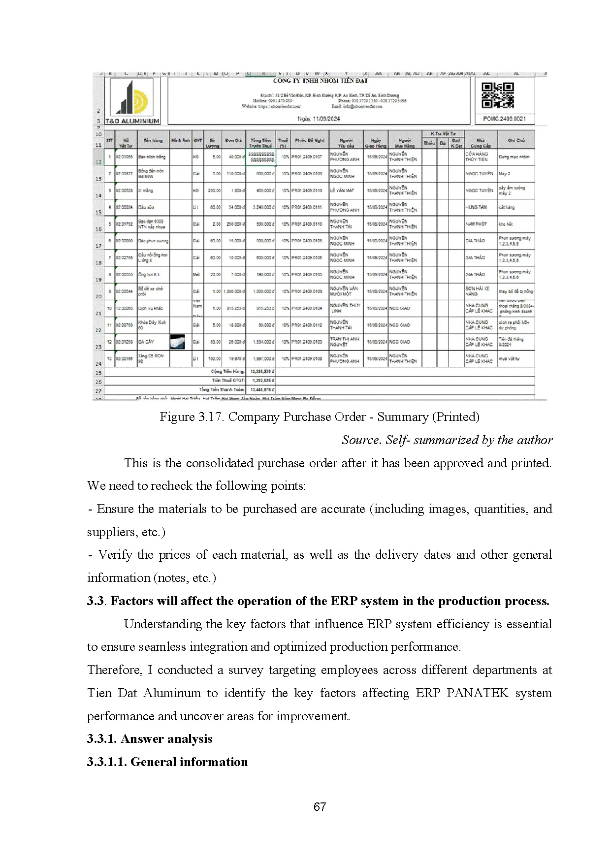Đồ án tốt nghiệp - Apply ERP system to improve the production process at Tien dat Aluminium CL - Trang 67