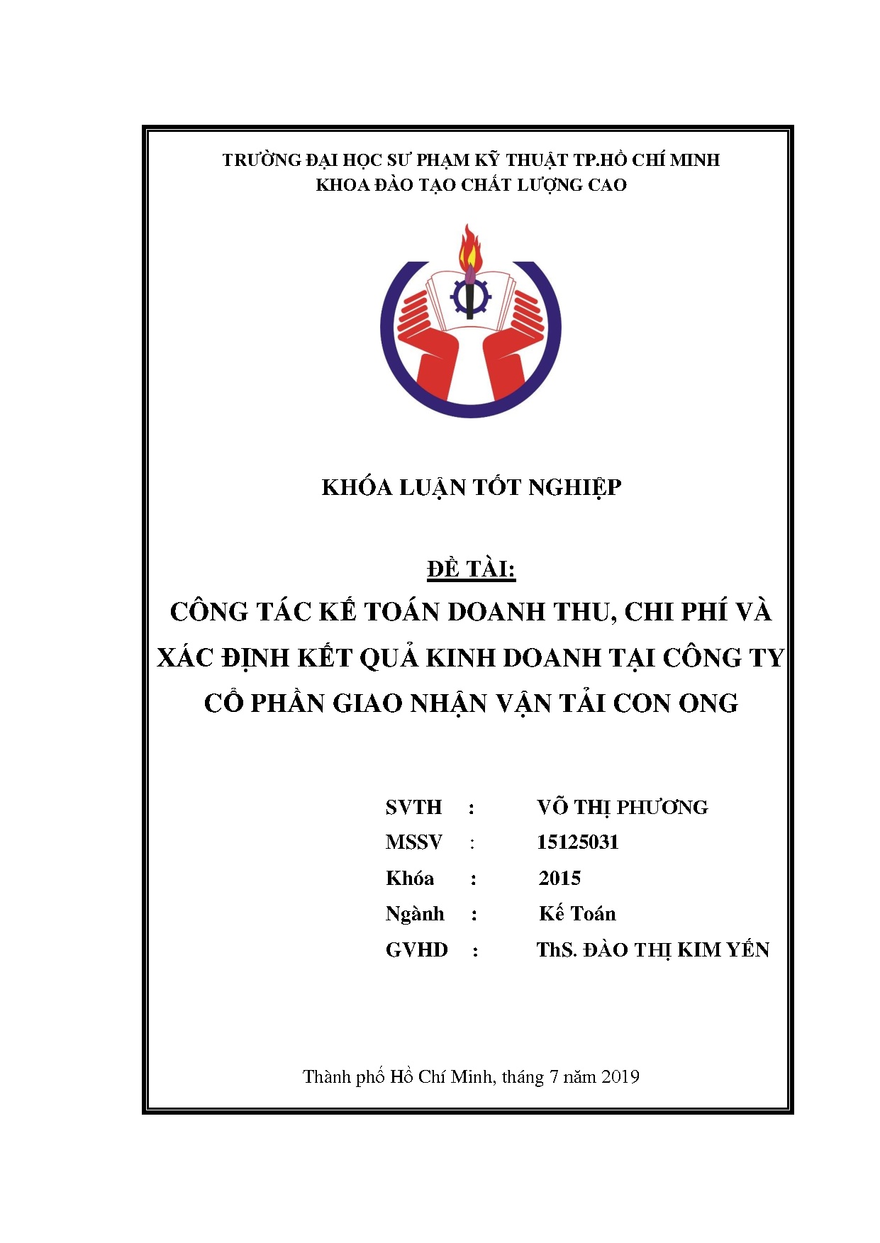 Đồ án tốt nghiệp - Công tác kế toán doanh thu, chi phí và xác định kết quả kinh doanh tại CTCPGNVTCO