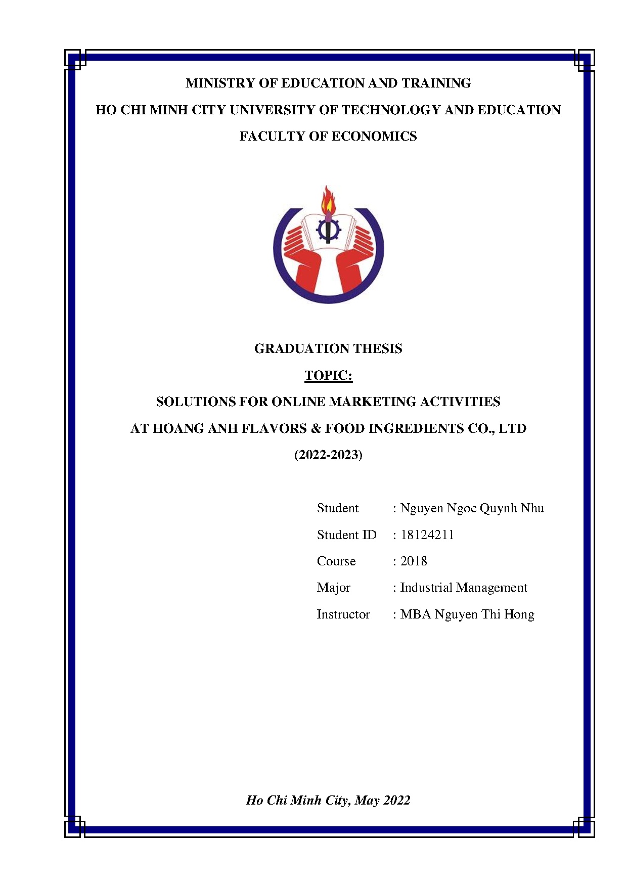 Đồ án tốt nghiệp - Solutions for online marketing activities at Hoang Anh flavors &amp; Food in GC (