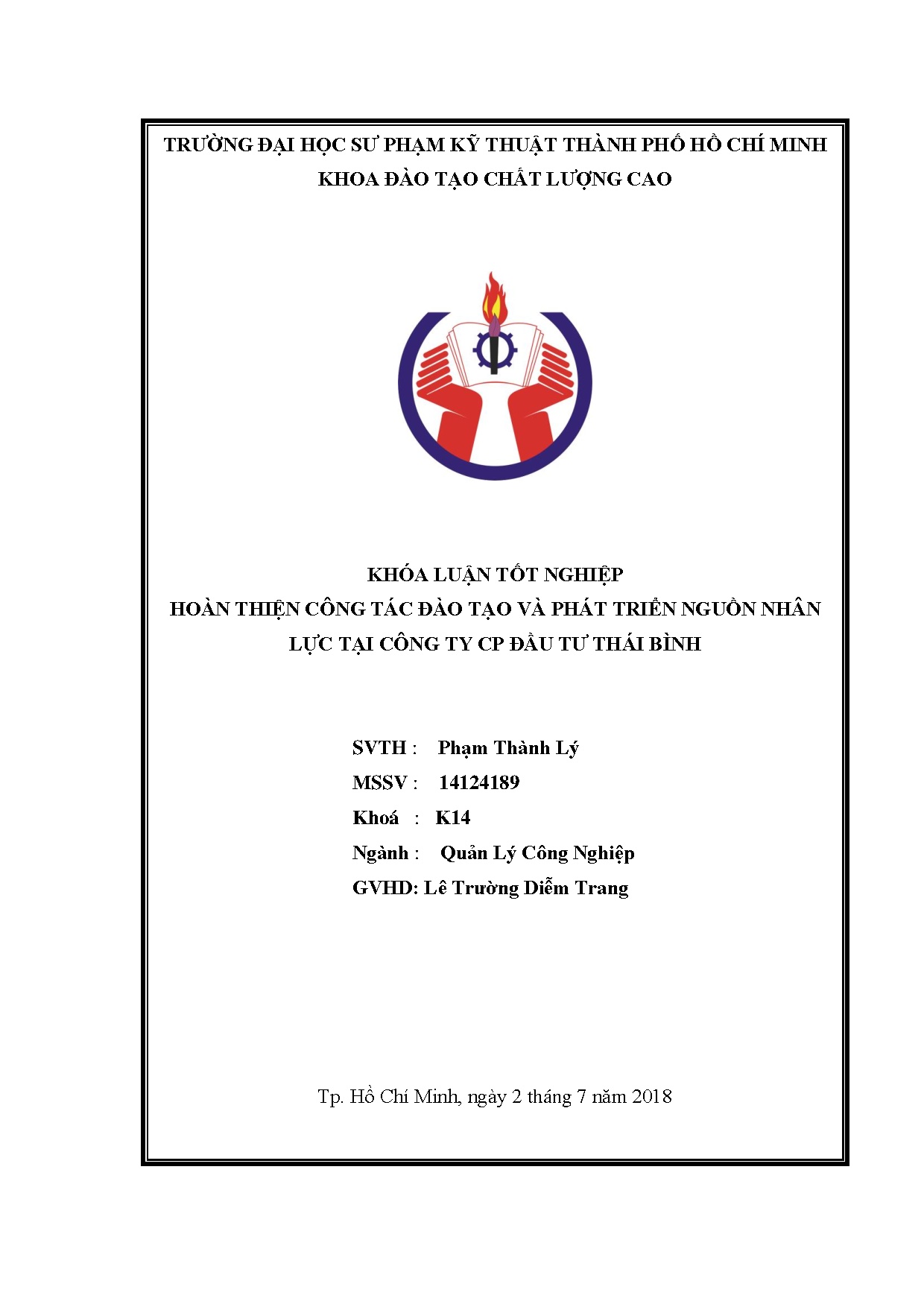 Đồ án tốt nghiệp - Hoàn thiện công tác đào tạo và phát triển nguồn nhân lực tại công ty CP đầu tư TB