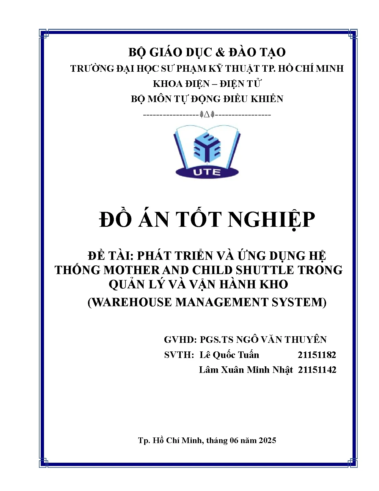 Đồ án tốt nghiệp - Phát triển và ứng dụng hệ thống Mother and Child Shuttle trong quản lý VVHK ( MS