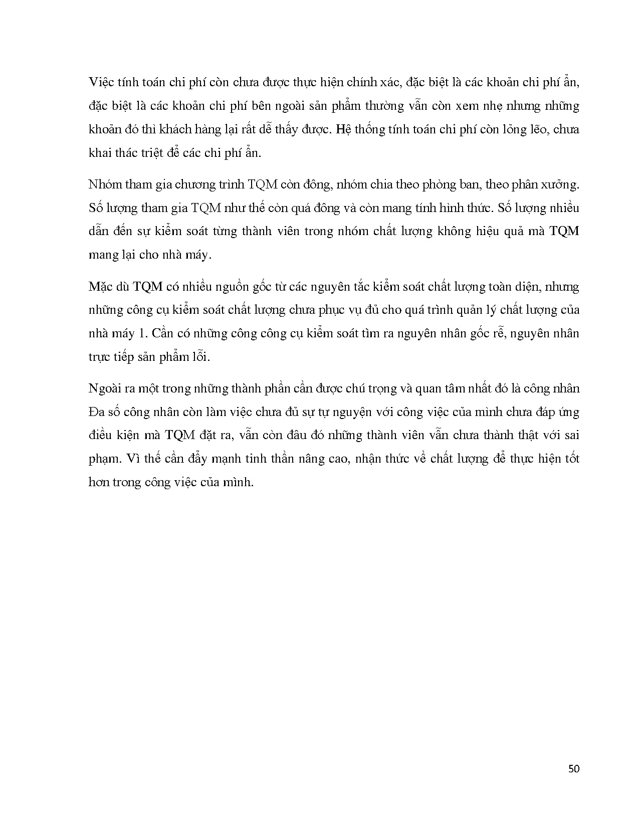 Đồ án tốt nghiệp - Phân tích thực trạng công tác quản lý chất lượng toàn diện (TQM) TNM 1 CCTCPĐTT . - Trang 61