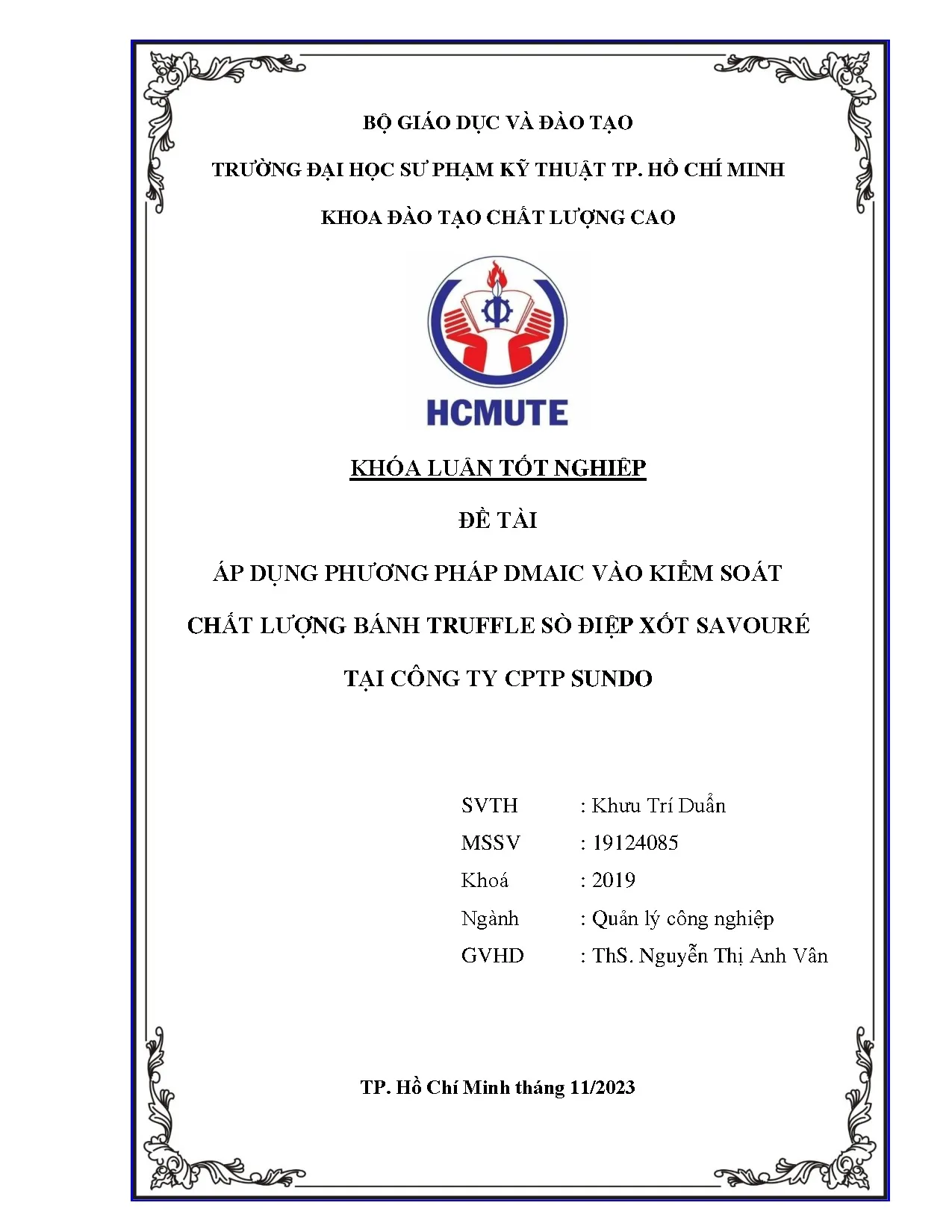 Đồ án tốt nghiệp - Áp dụng phương pháp Dmaic vào kiểm soát chất lượng bánh Truffle sò điệp XSTCTCS