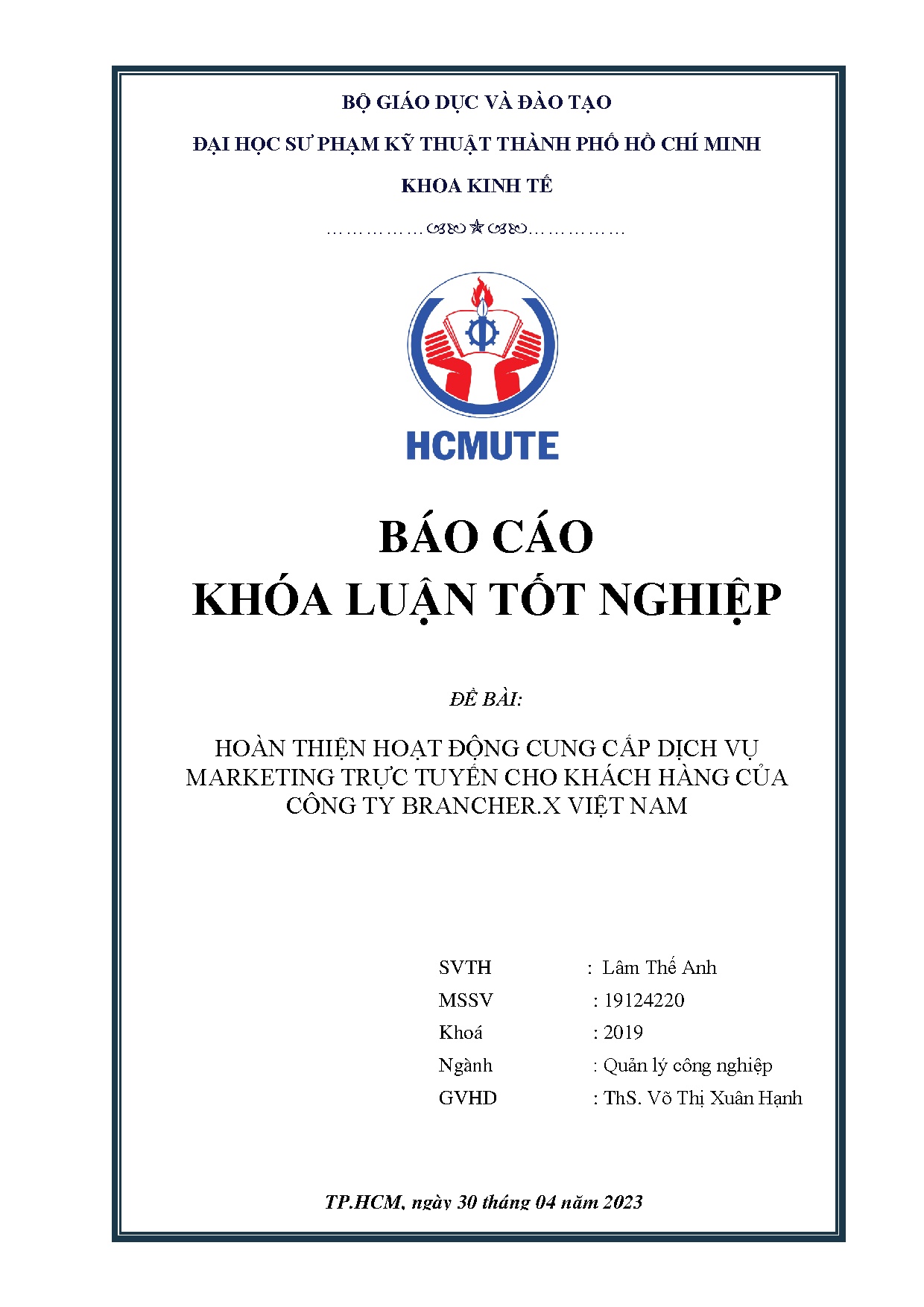 Đồ án tốt nghiệp - Hoàn thiện hoạt động cung cấp dịch vụ Marketing trực tuyến cho khách hàng CCTBVN
