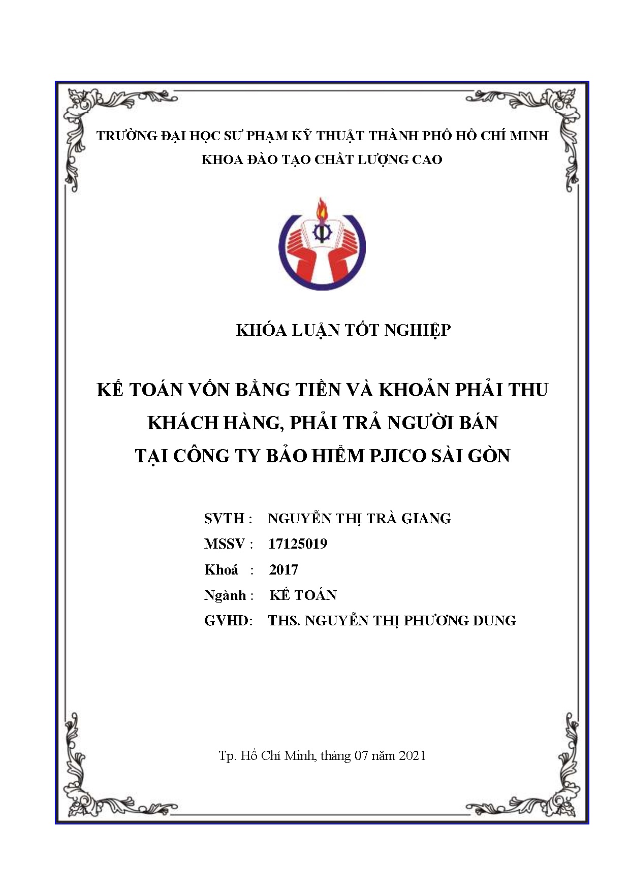 Đồ án tốt nghiệp - Kế toán vốn bằng tiền và khoản phải thu khách hàng, phải trả người bán TCTBHPSG