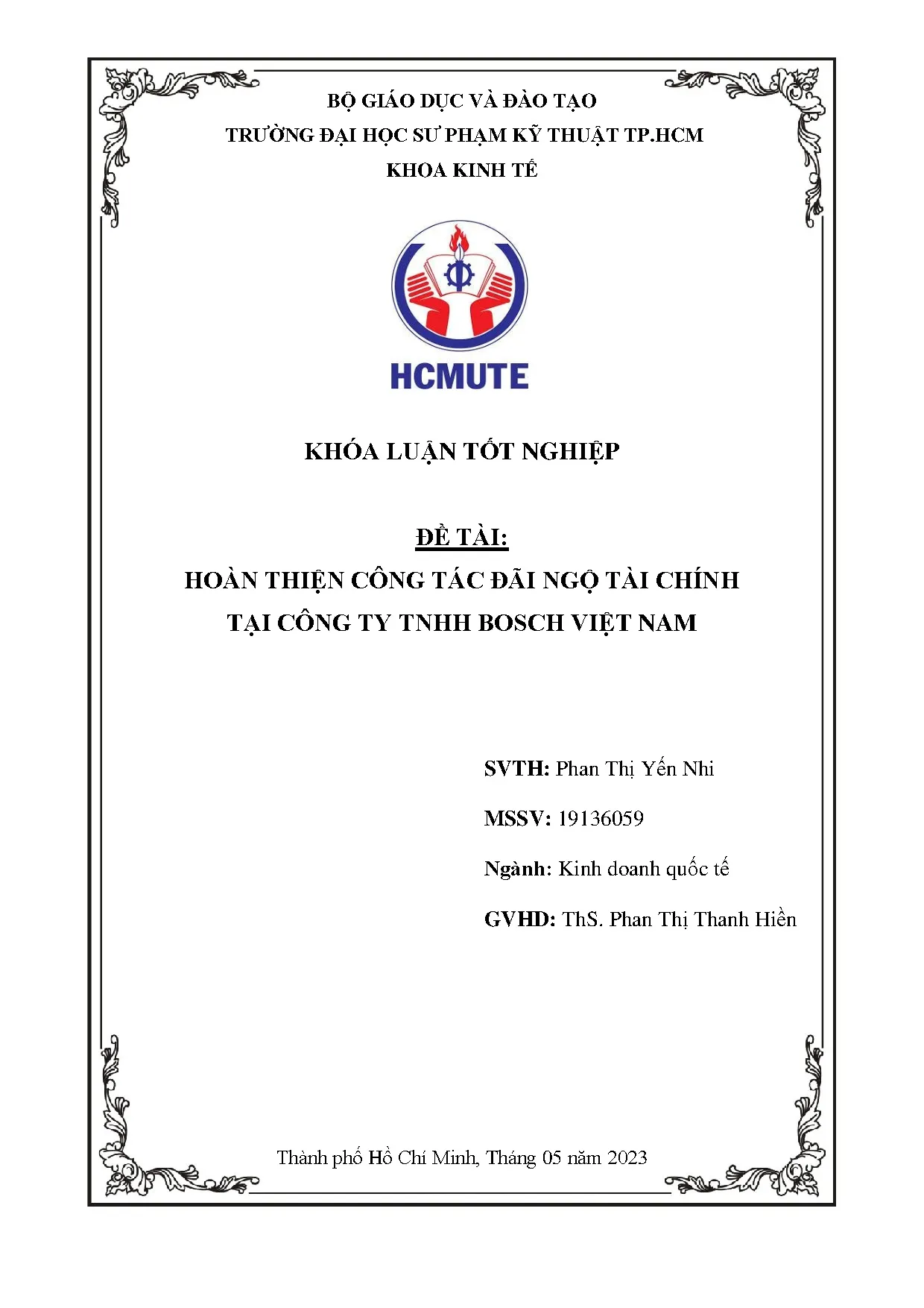 Đồ án tốt nghiệp - Hoàn thiện công tác đãi ngộ tài chính tại Công ty TNHH Bosch Việt Nam