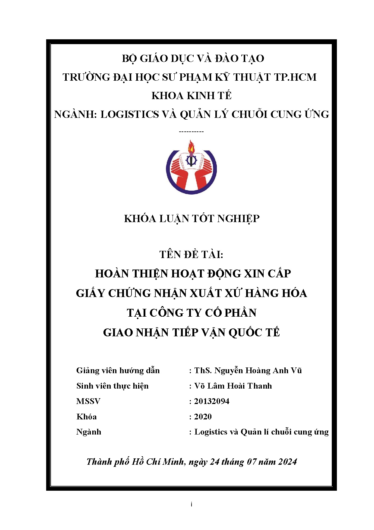 Đồ án tốt nghiệp - Hoàn thiện hoạt động xin cấp giấy chứng nhận xuất xứ hàng hóa tại Công TCPGNTVQT