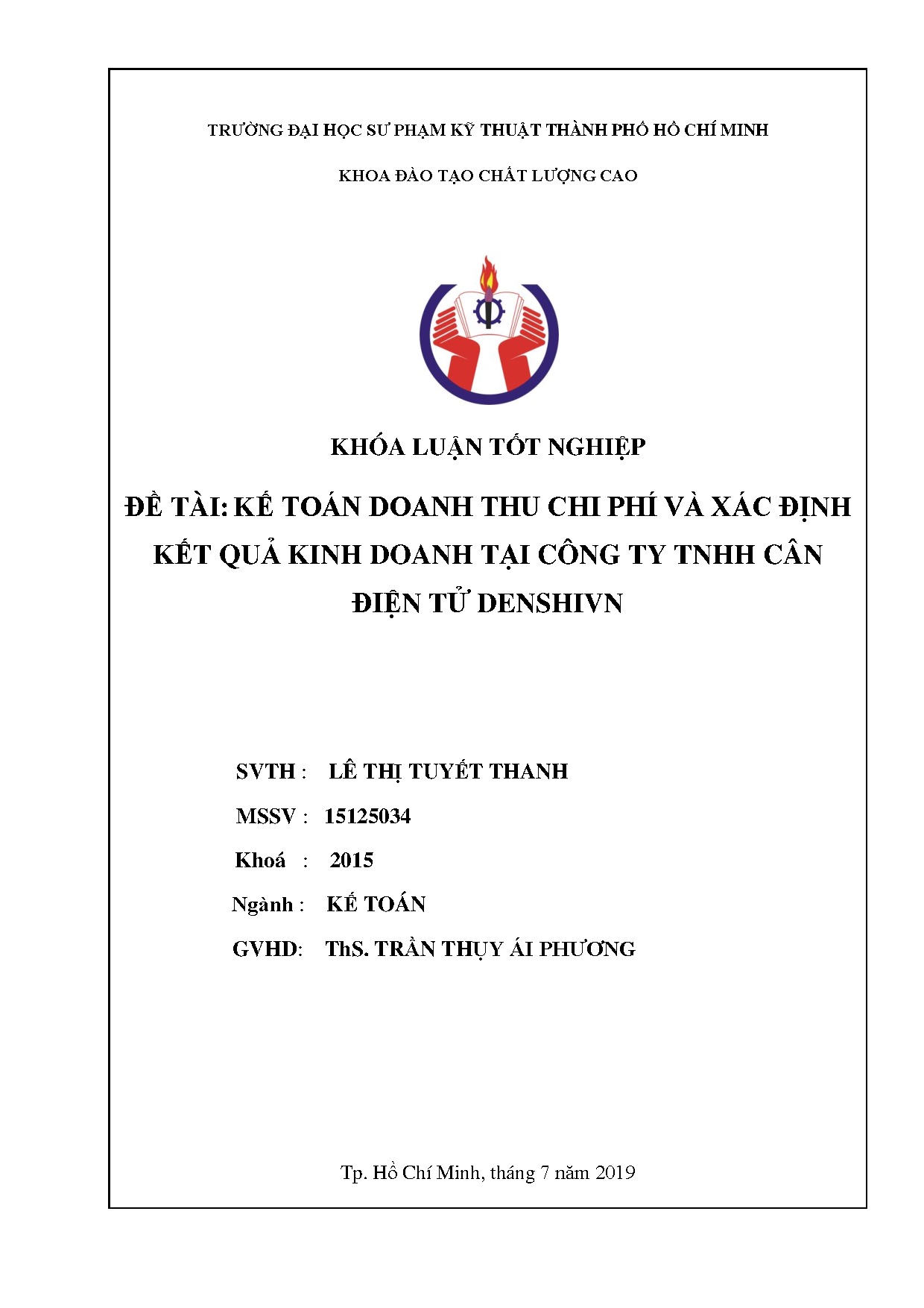 Đồ án tốt nghiệp - Kế toán doanh thu, chi phí và xác định kết quả kinh doanh tại Công ty TNHH CĐTD