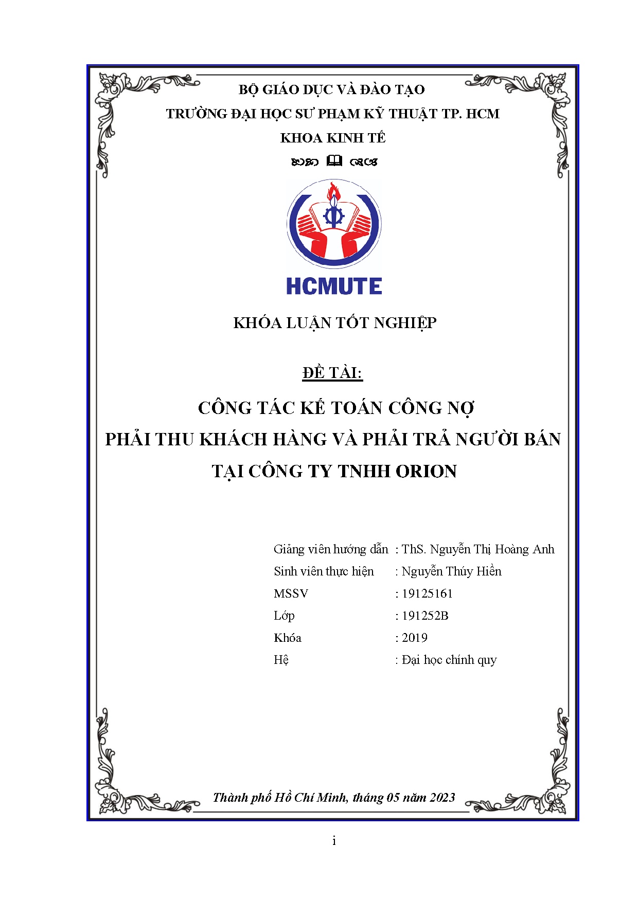 Đồ án tốt nghiệp - Công tác Kế toán công nợ phải thu khách hàng và phải trả người bán