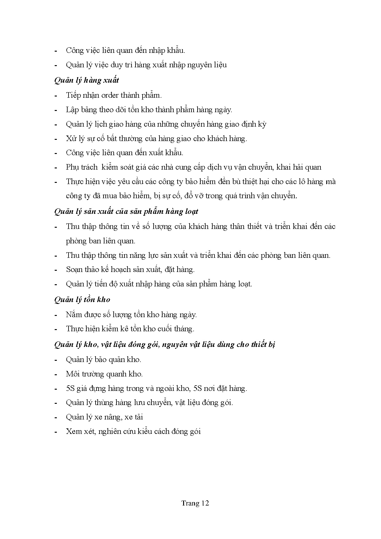 Đồ án tốt nghiệp - Hoàn thiện công tác lập kế hoạch sản xuất tại Công ty TNHH Maruei Việt Nam P - Trang 22