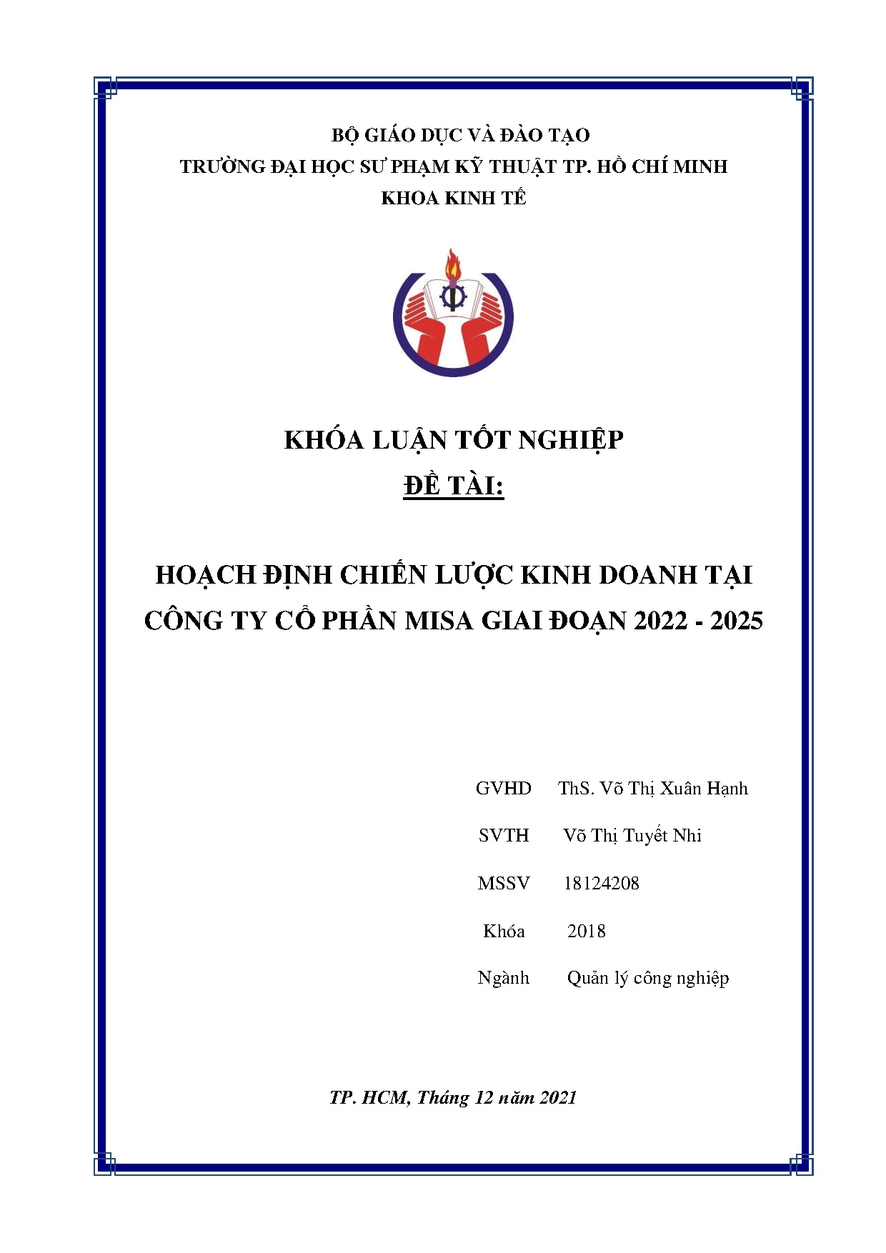 Đồ án tốt nghiệp - Hoạch định chiến lược kinh doanh tại Công ty Cổ phần Misa giai đoạn 2022-2025
