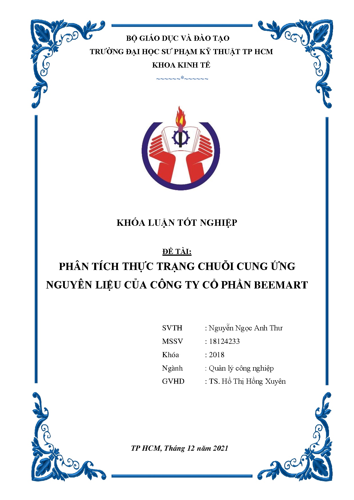 Đồ án tốt nghiệp - Phân tích thực trạng chuỗi cung ứng nguyên liệu của Công ty Cổ phần Beemart