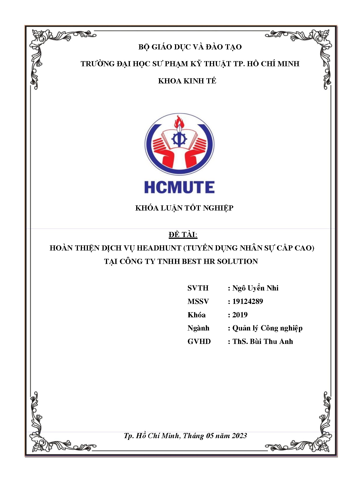 Đồ án tốt nghiệp - Hoàn thiện dịch vụ Headhunt (Tuyển dụng nhân sự cấp cao) tại Công ty TNHH Best HS