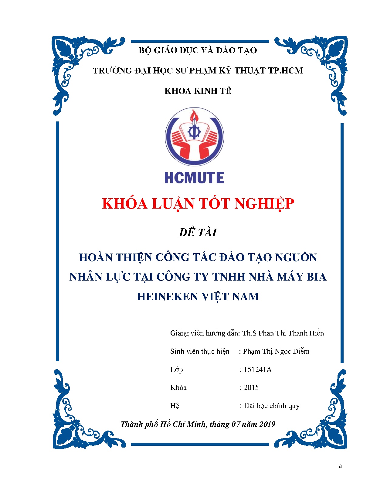 Đồ án tốt nghiệp - Hoàn thiện công tác đào tạo nguồn nhân lực tại công ty TNHH nhà máy bia HVN