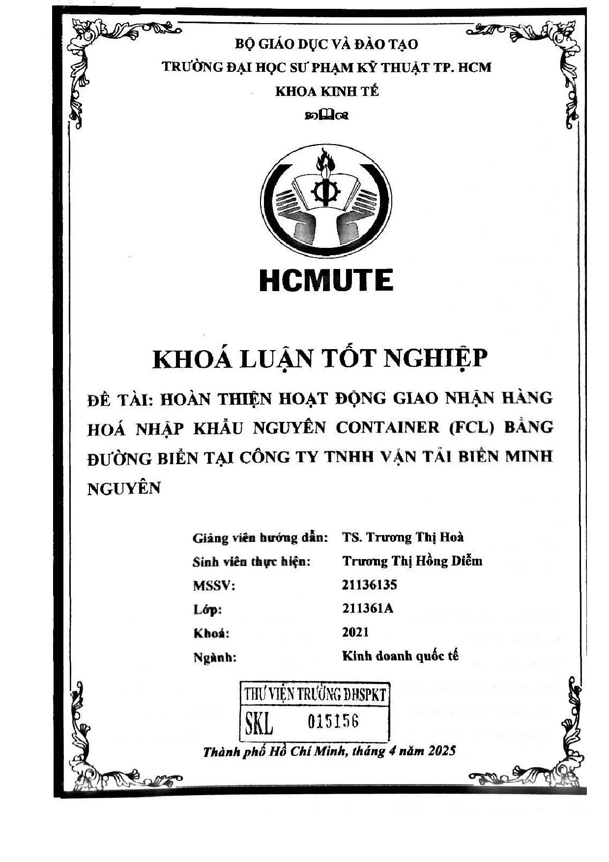 Đồ án tốt nghiệp - Hoàn thiện hoạt động giao nhận hàng hóa nhập khẩu nguyên container ( BĐBTCTTVTBMN - Trang 2