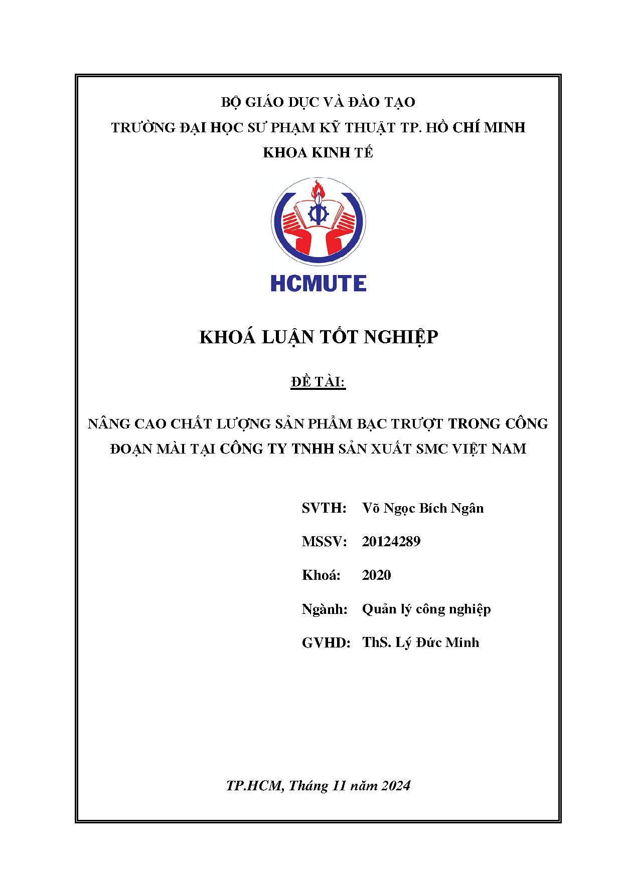 Đồ án tốt nghiệp - Nâng cao chất lượng sản phẩm bạc trượt trong công đoạn mài tại công ty TNHH SXSVN