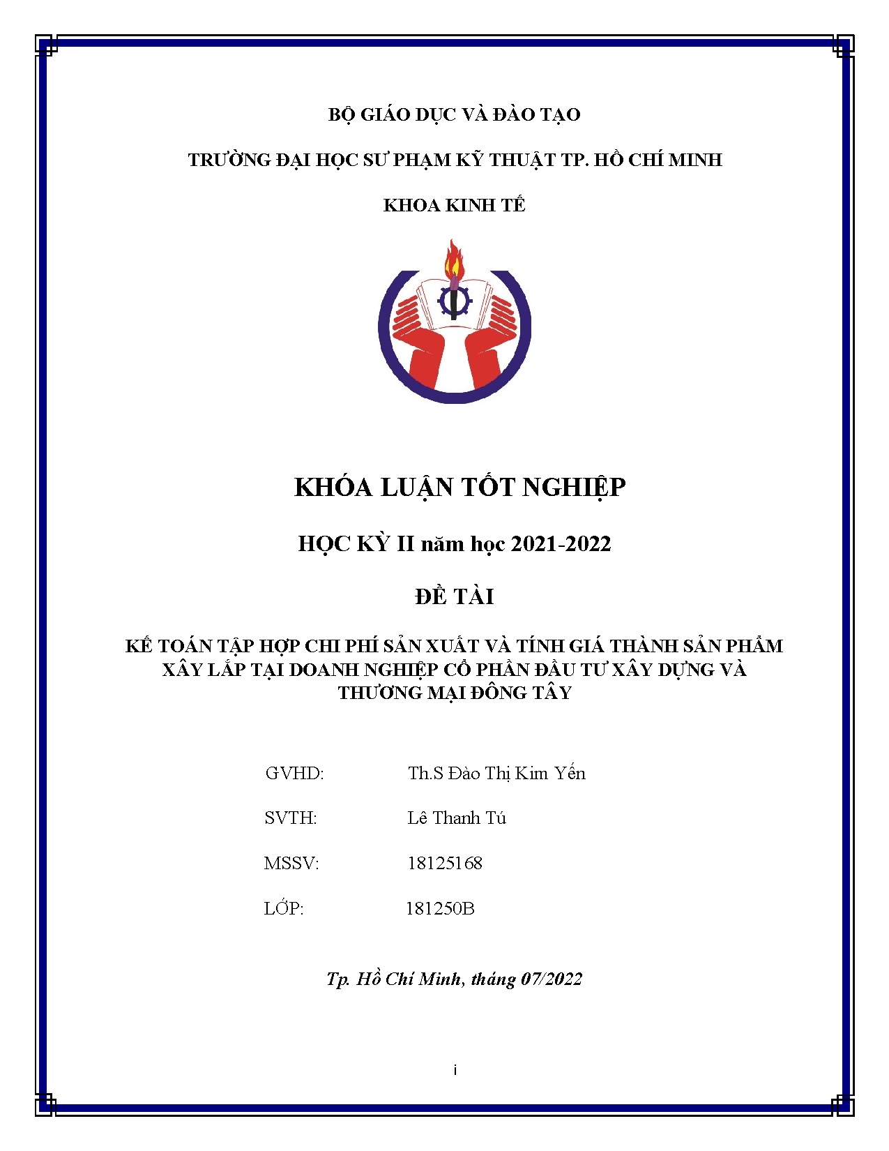 Đồ án tốt nghiệp - Kế toán tập hợp chi phí sản xuất và tính giá thành sản phẩm xây LTDNCPĐTXDVTMĐT