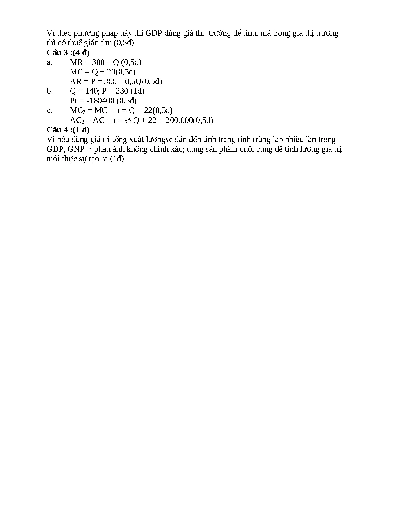 ĐỀ THI CUỐI KỲ + ĐÁP ÁN KINH TẾ HỌC ĐẠI CƯƠNG HỌC KỲ 1 NĂM HỌC 2017-2018 - Trang 4