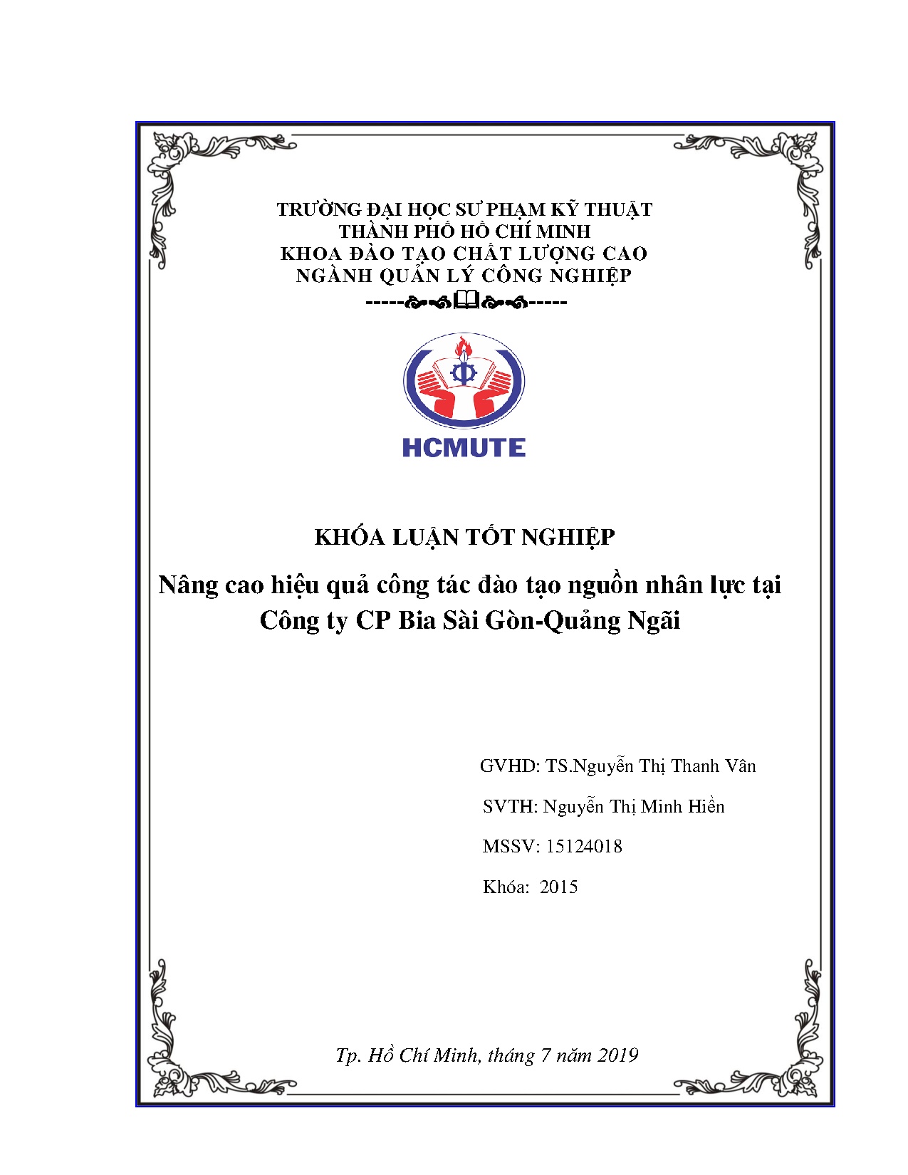 Đồ án tốt nghiệp - Nâng cao hiệu quả công tác đào tạo nguồn nhân lực tại Công ty CP bia Sài Gòn- QN