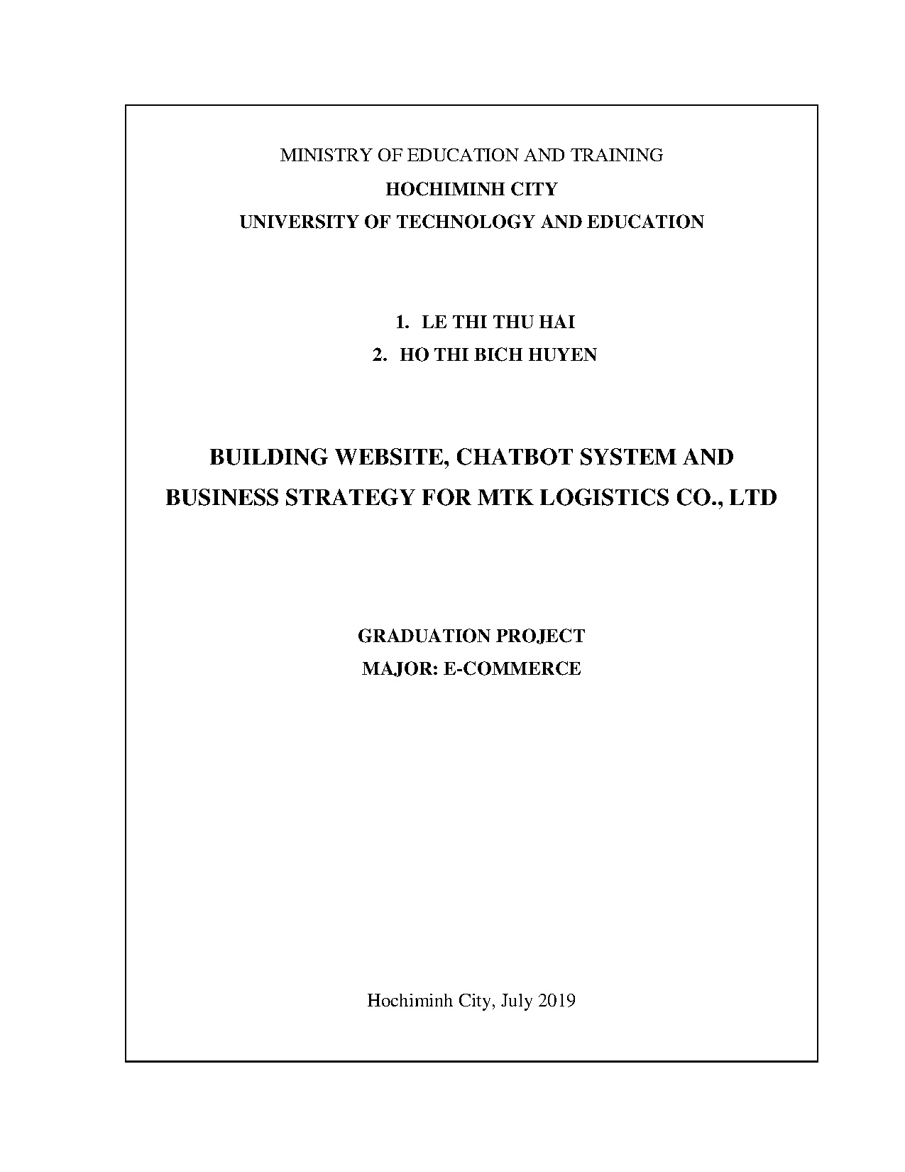 Đồ án tốt nghiệp - Xây dựng website, hệ thống chatbot và chiến lược kinh doanh cho Công ty TNHH ML