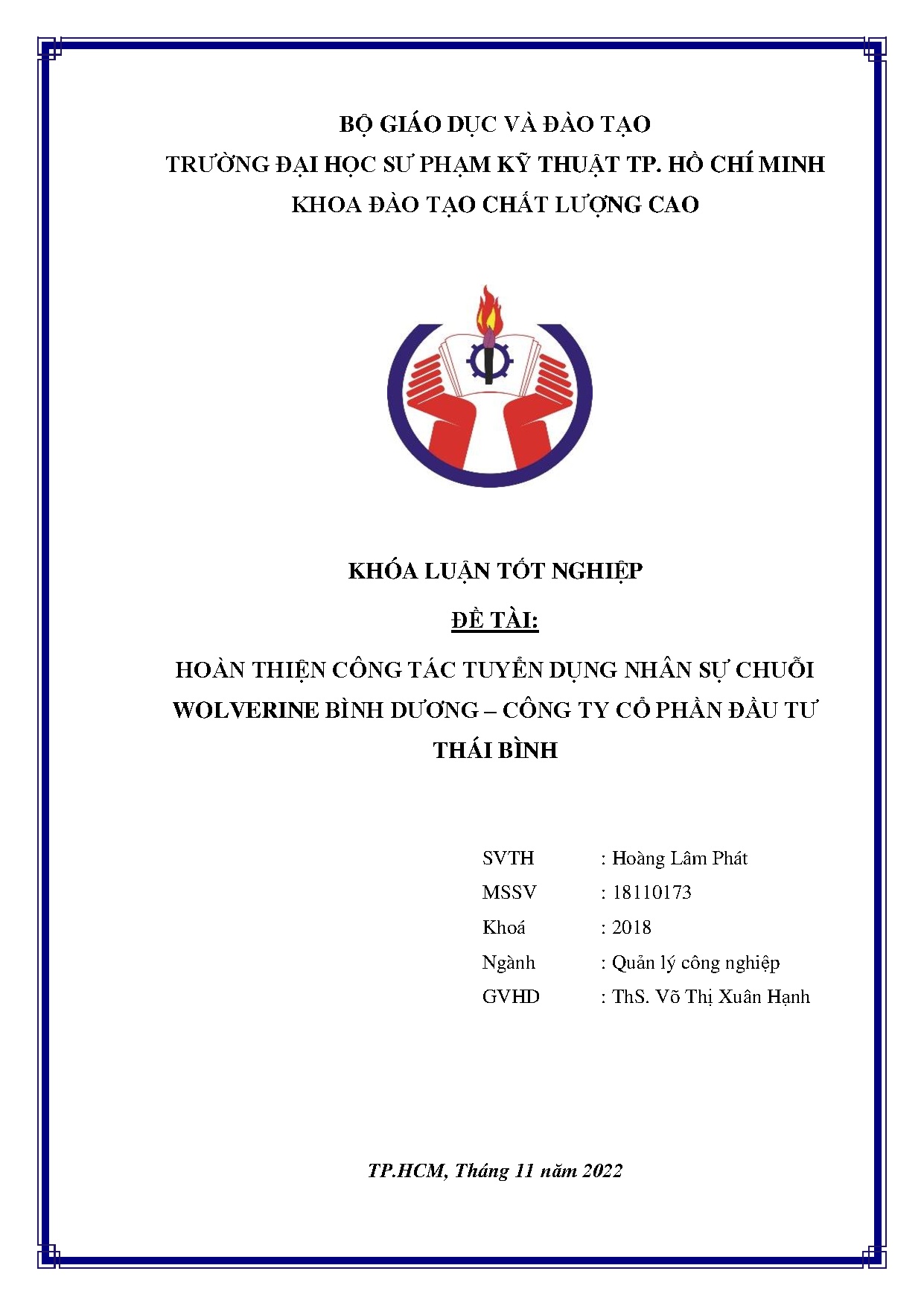 Đồ án tốt nghiệp - Hoàn thiện công tác tuyển dụng nhân sự chuỗi Wolverine Bình Dương - Công TCPĐTTB