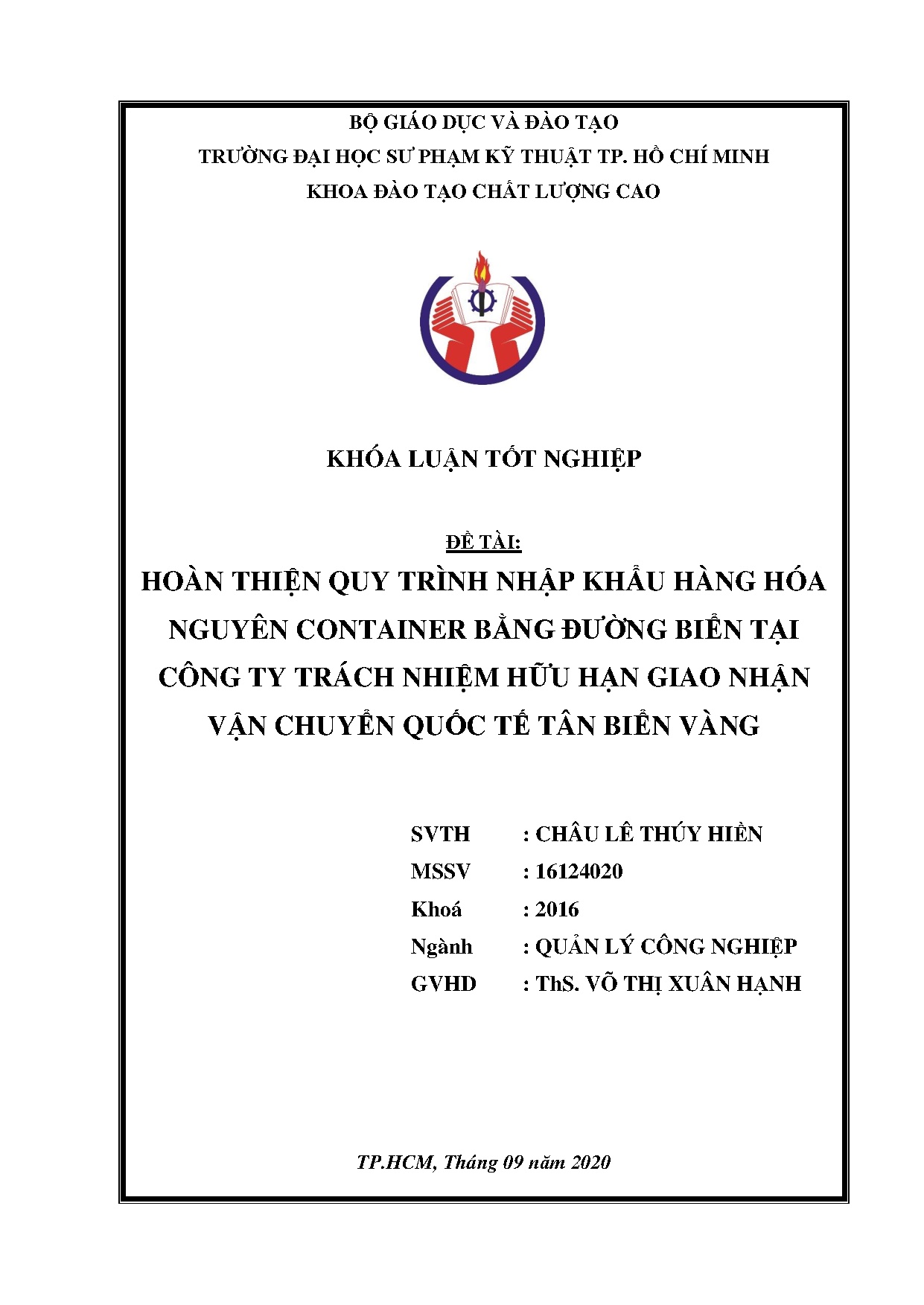 Đồ án tốt nghiệp - Hoàn thiện quy trình nhập khẩu hàng hóa nguyên container bằng đường BTCTTNHHG .