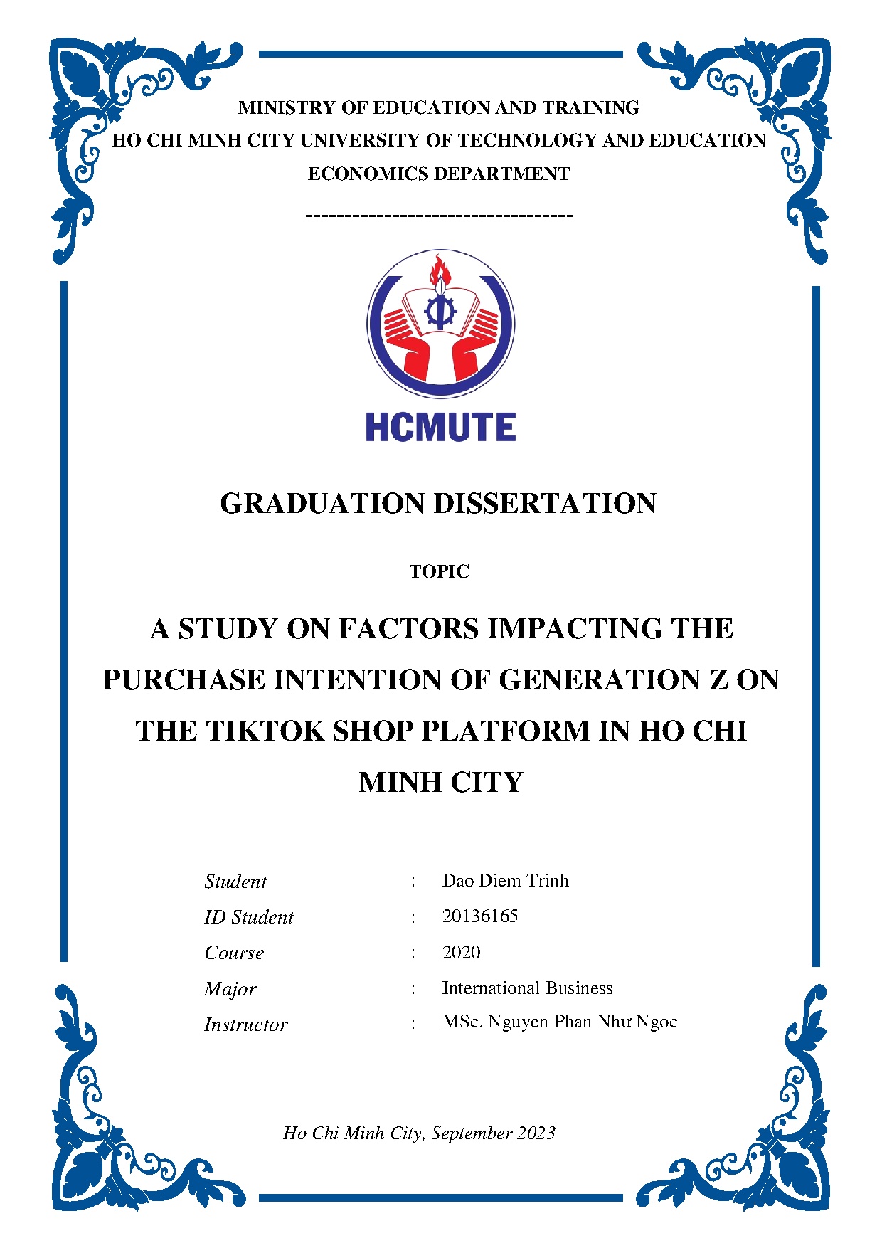 Đồ án tốt nghiệp - A Study on Factors Impacting the Purchase Intention of Generation Z on TTSPIHCMC