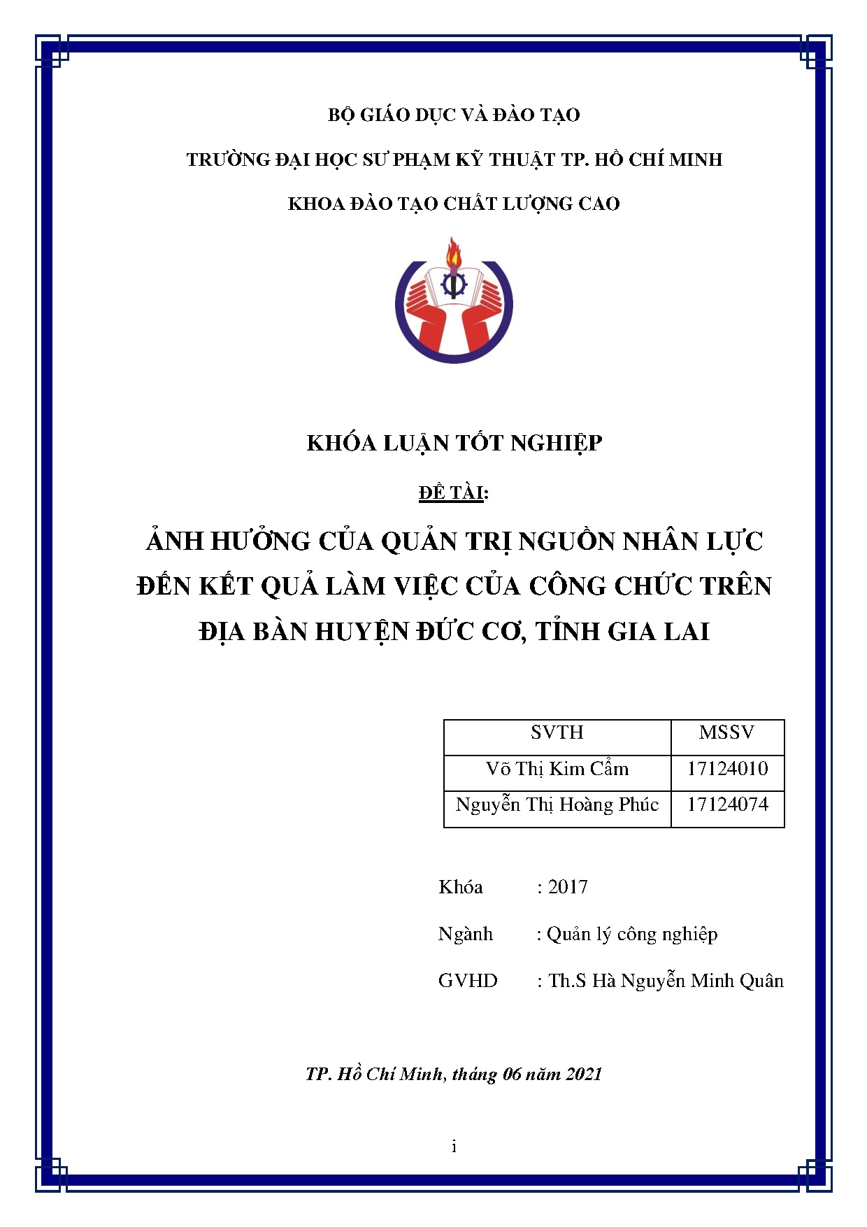 Đồ án tốt nghiệp - Ảnh hưởng của quản trị nguồn nhân lực đến kết quả làm việc của công CTĐBHĐCTGL