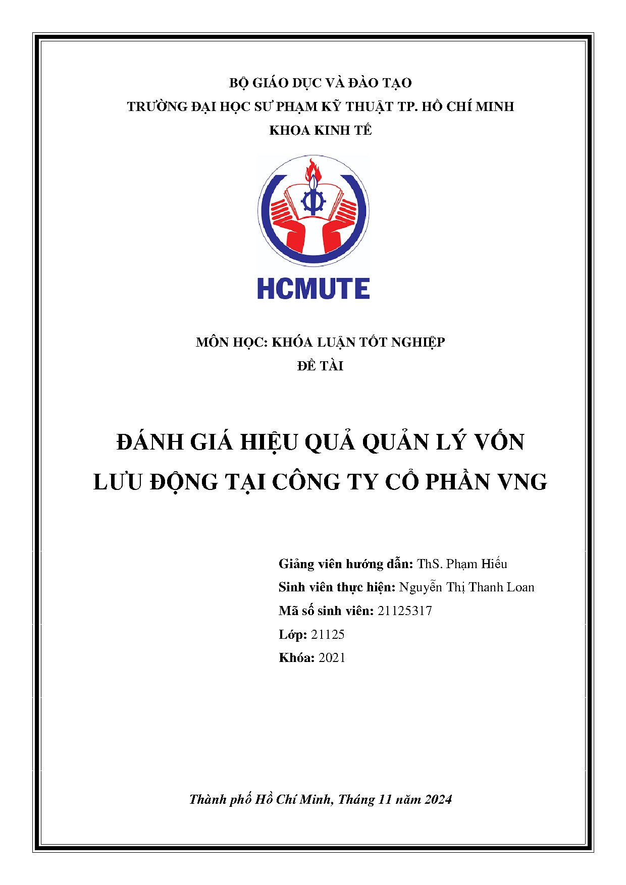 Đồ án tốt nghiệp - Đánh giá hiệu quả quản lý vốn lưu động tại công ty cổ phần VNG