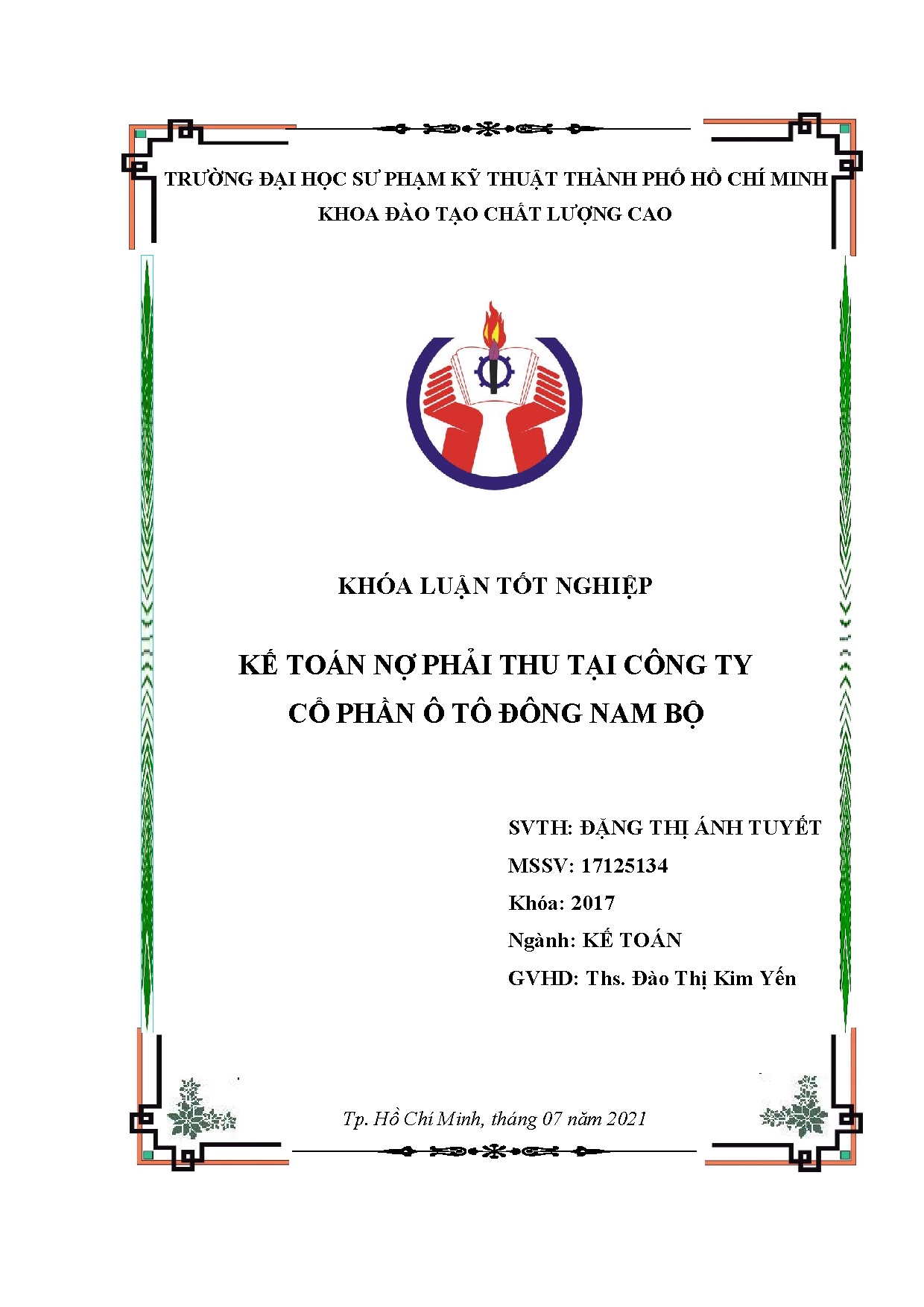 Đồ án tốt nghiệp - Kế toán nợ phải thu tại Công ty Cổ phần Ô tô Đông Nam Bộ