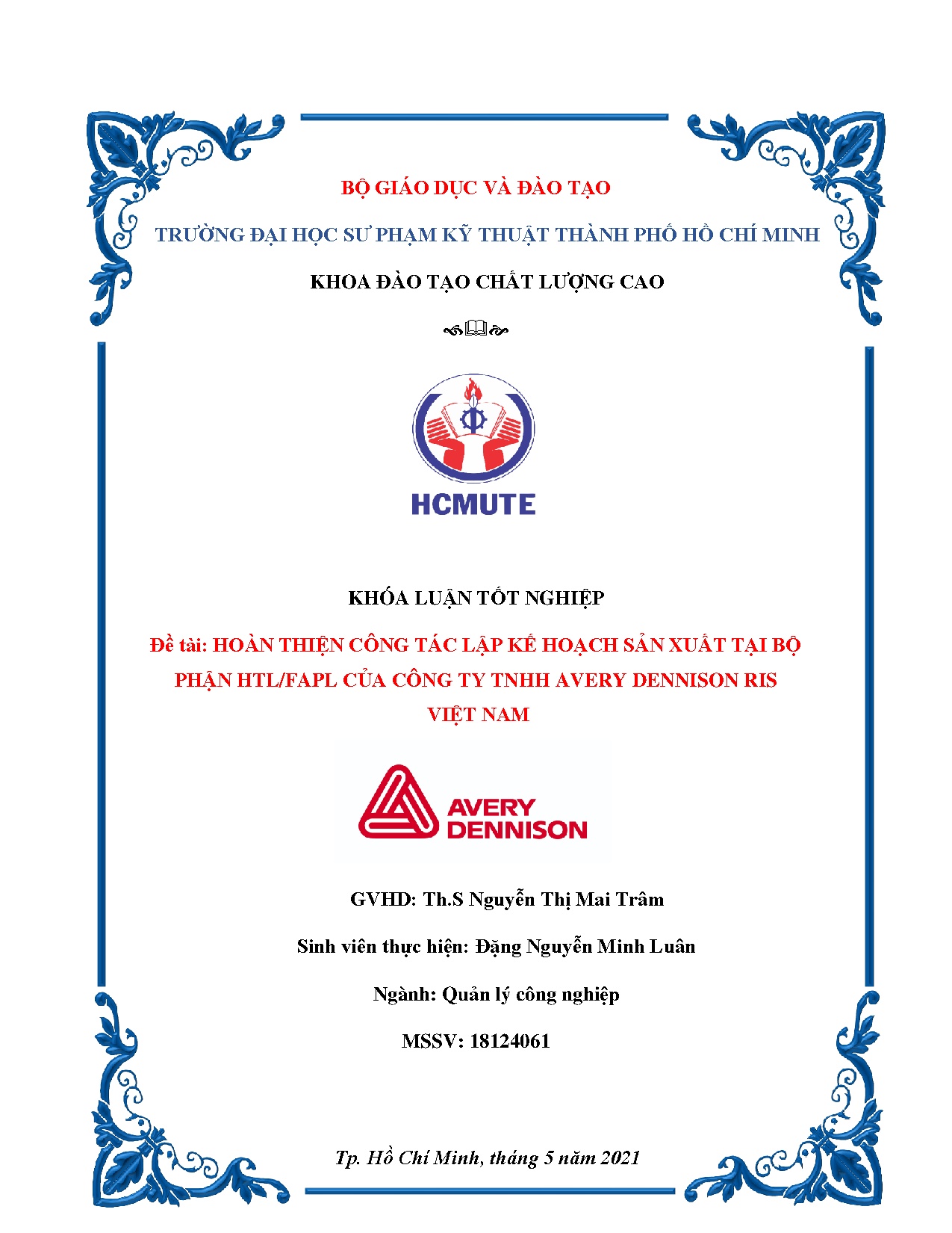 Đồ án tốt nghiệp - Hoàn thiện công tác lập kế hoạch sản xuất tại bộ phận HTL/FAPL của Công ty TADRVN