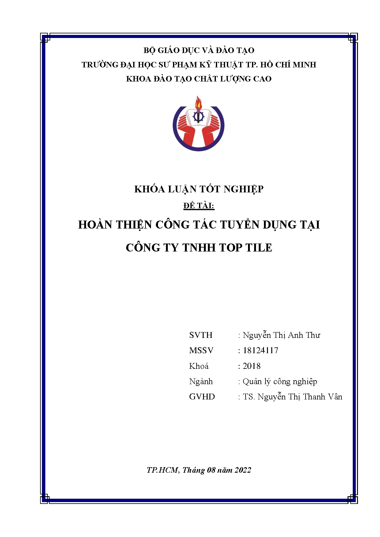 Đồ án tốt nghiệp - Hoàn thiện công tác tuyển dụng tại Công ty TNHH Top Tile