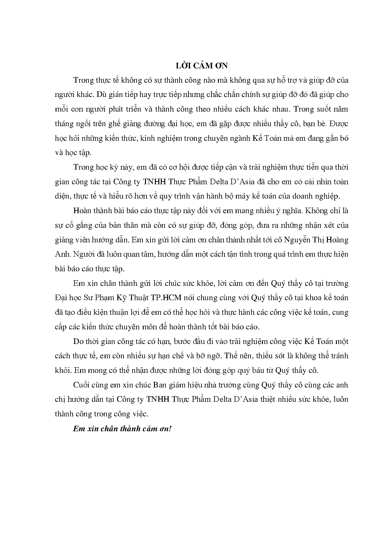 Đồ án tốt nghiệp - Kế toán công nợ tại công ty TNHH thực phẩm Delta D Asisa Việt Nam - Trang 2