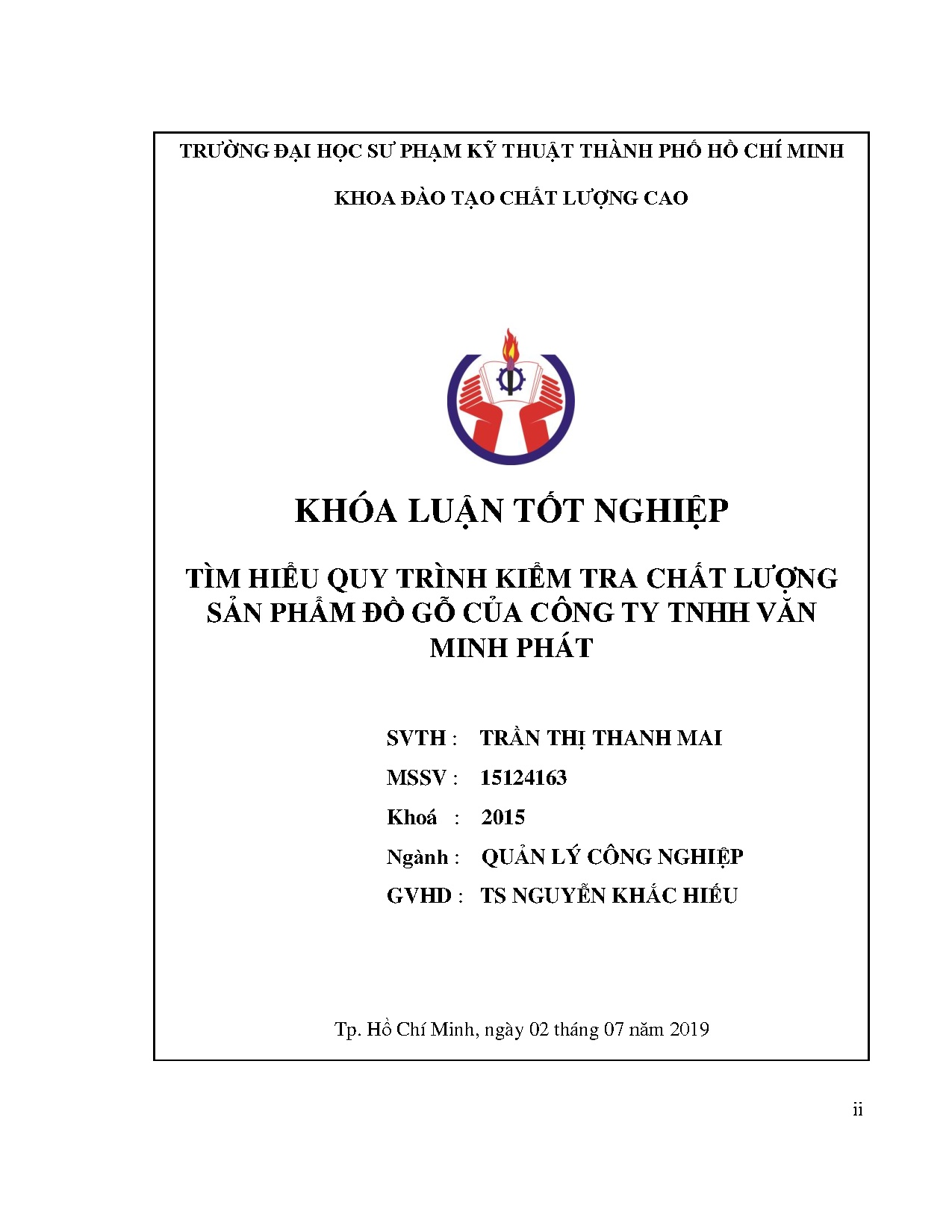 Đồ án tốt nghiệp - Tìm hiểu quy trình kiểm tra chất lượng sản phẩm đồ gỗ của công ty TNHH Văn Minh P