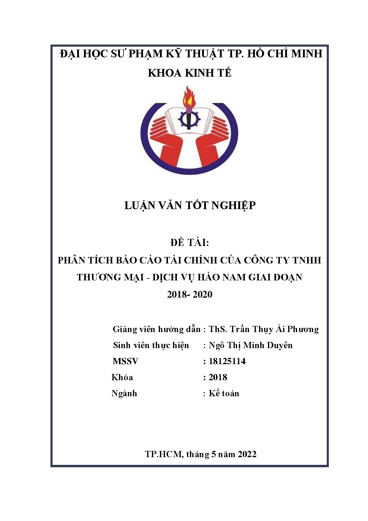 Đồ án tốt nghiệp - Phân tích báo cáo tài chính của Công ty TNHH Thương mại - Dịch vụ Hào Nam GĐ 2